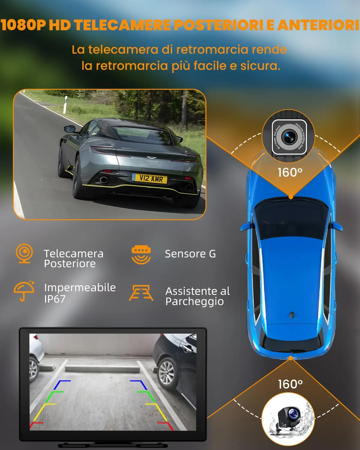 Bytelink S170 9" Wireless Apple CarPlay and Android Auto Stereo, 1080P Front and Rear Cameras, Bluetooth 5.2, GPS Navigation, Mirror Link, AUX, FM - immagine 3