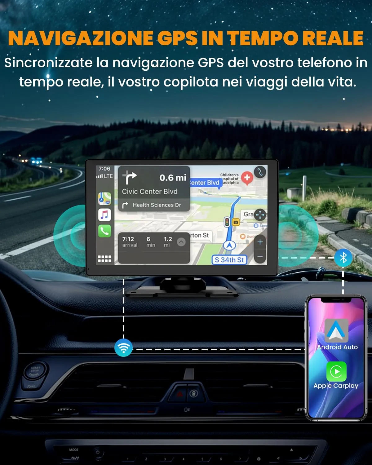 Bytelink S170 9" Wireless Apple CarPlay and Android Auto Stereo, 1080P Front and Rear Cameras, Bluetooth 5.2, GPS Navigation, Mirror Link, AUX, FM - immagine 4