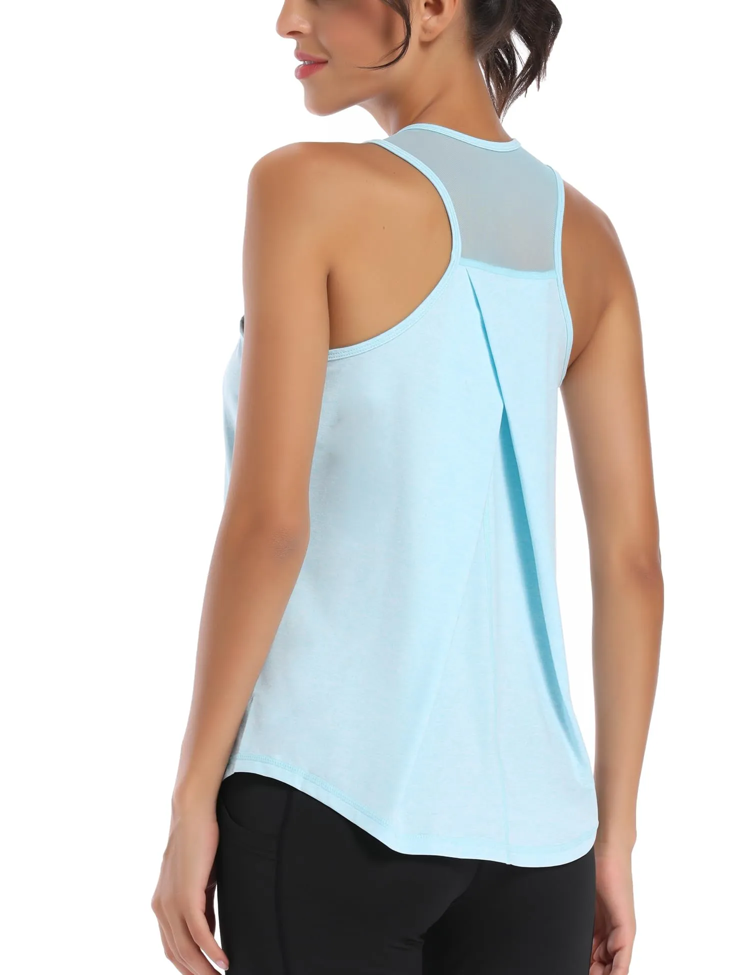 Dawnrole Palestra Donna Gym Top Senza Maniche in Rete Yoga Corsa Camicie Atletiche - immagine 3
