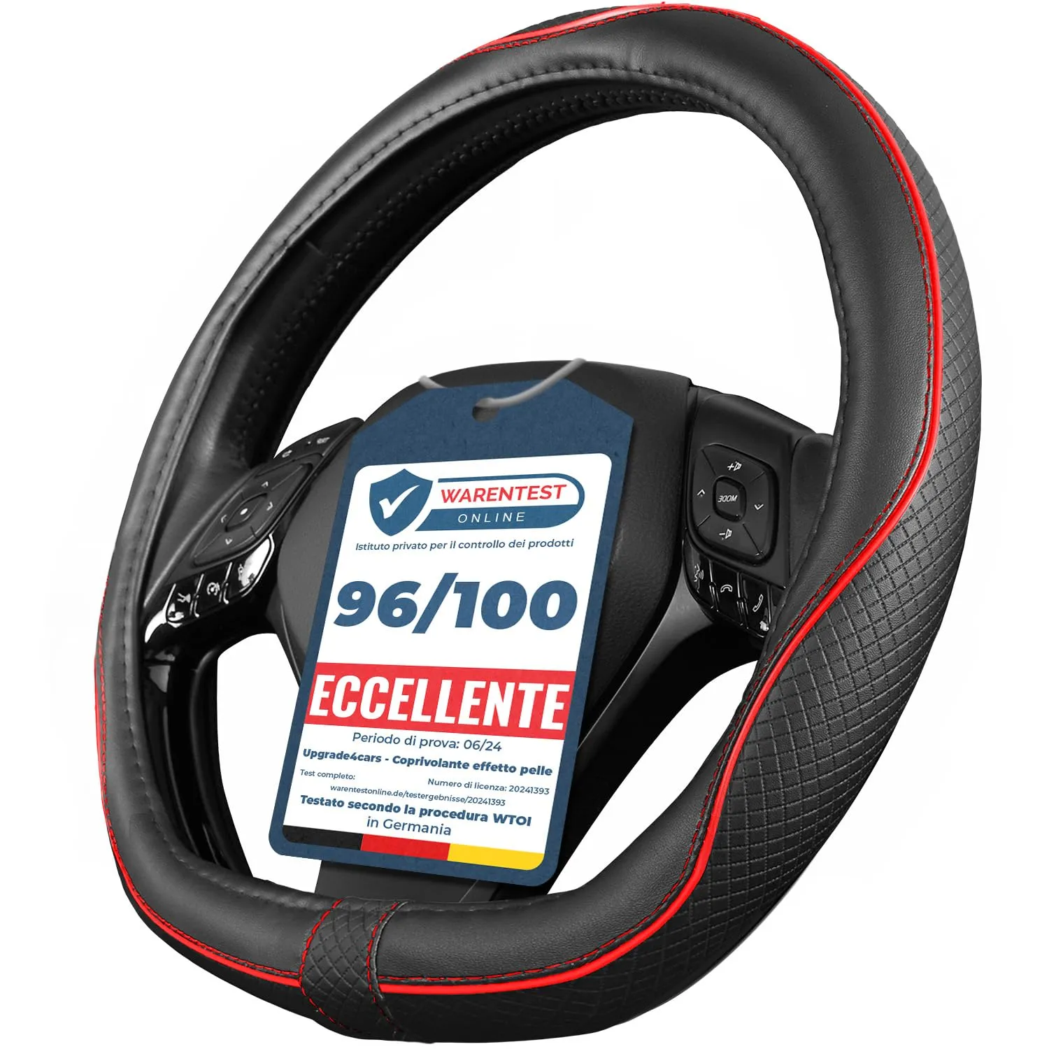 Upgrade4cars Coprivolante Universale Tipo D Rosso 37-38 cm - immagine 1