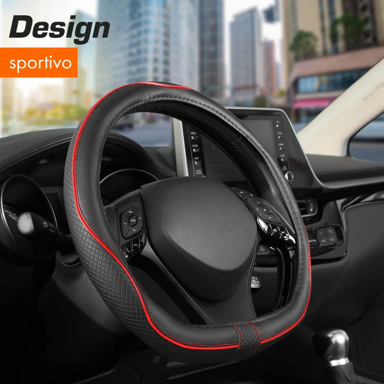 Upgrade4cars Coprivolante Universale Tipo D Rosso 37-38 cm - immagine 2