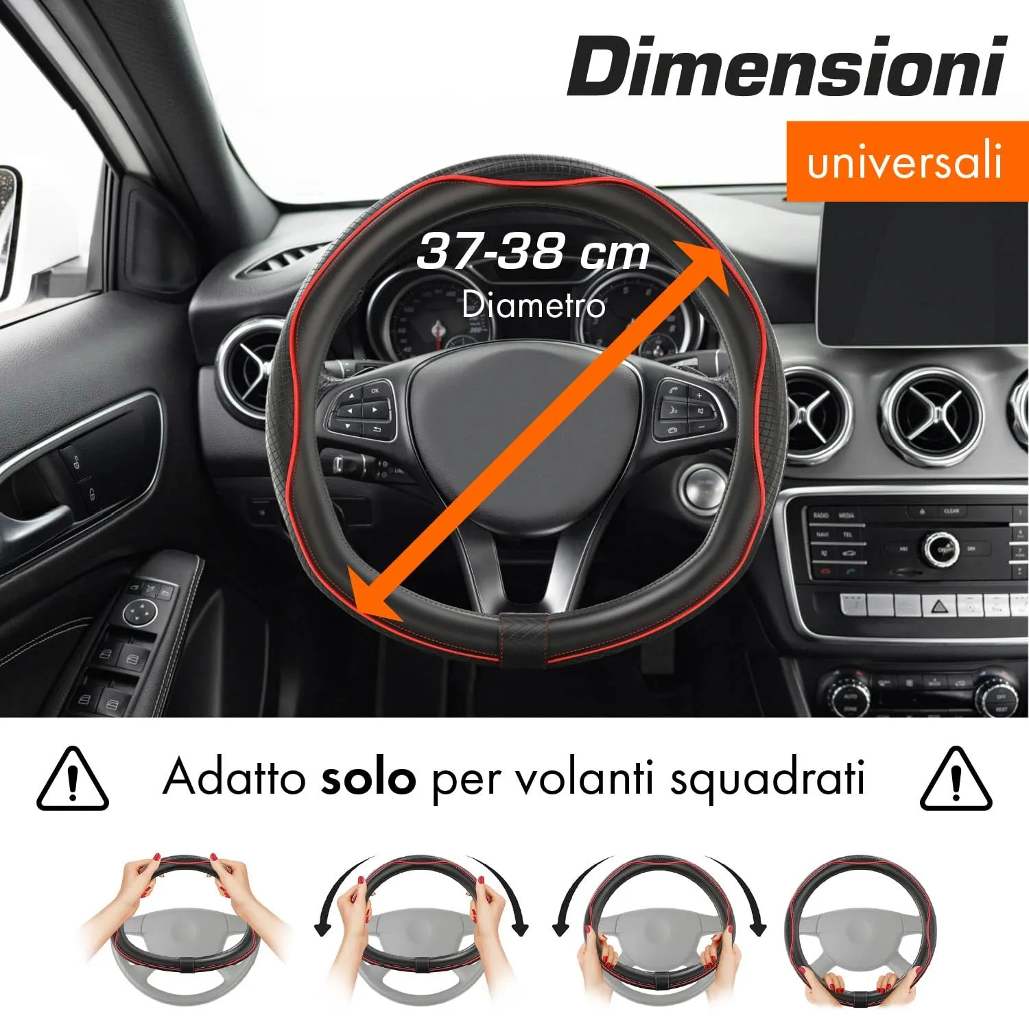 Upgrade4cars Coprivolante Universale Tipo D Rosso 37-38 cm - immagine 3