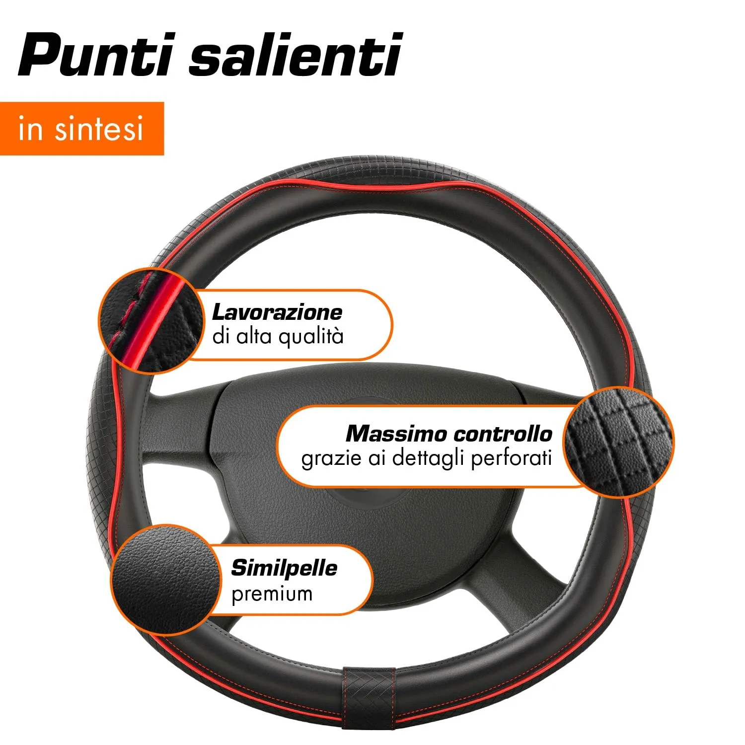 Upgrade4cars Coprivolante Universale Tipo D Rosso 37-38 cm - immagine 4