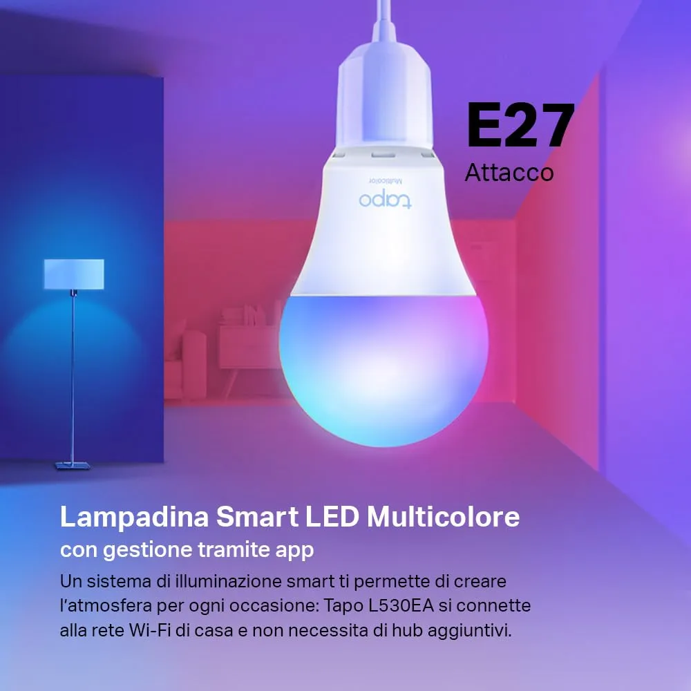 Tapo L530EA Lampadina Smart WiFi E27 Multicolore 806lm 9W Alexa - immagine 4