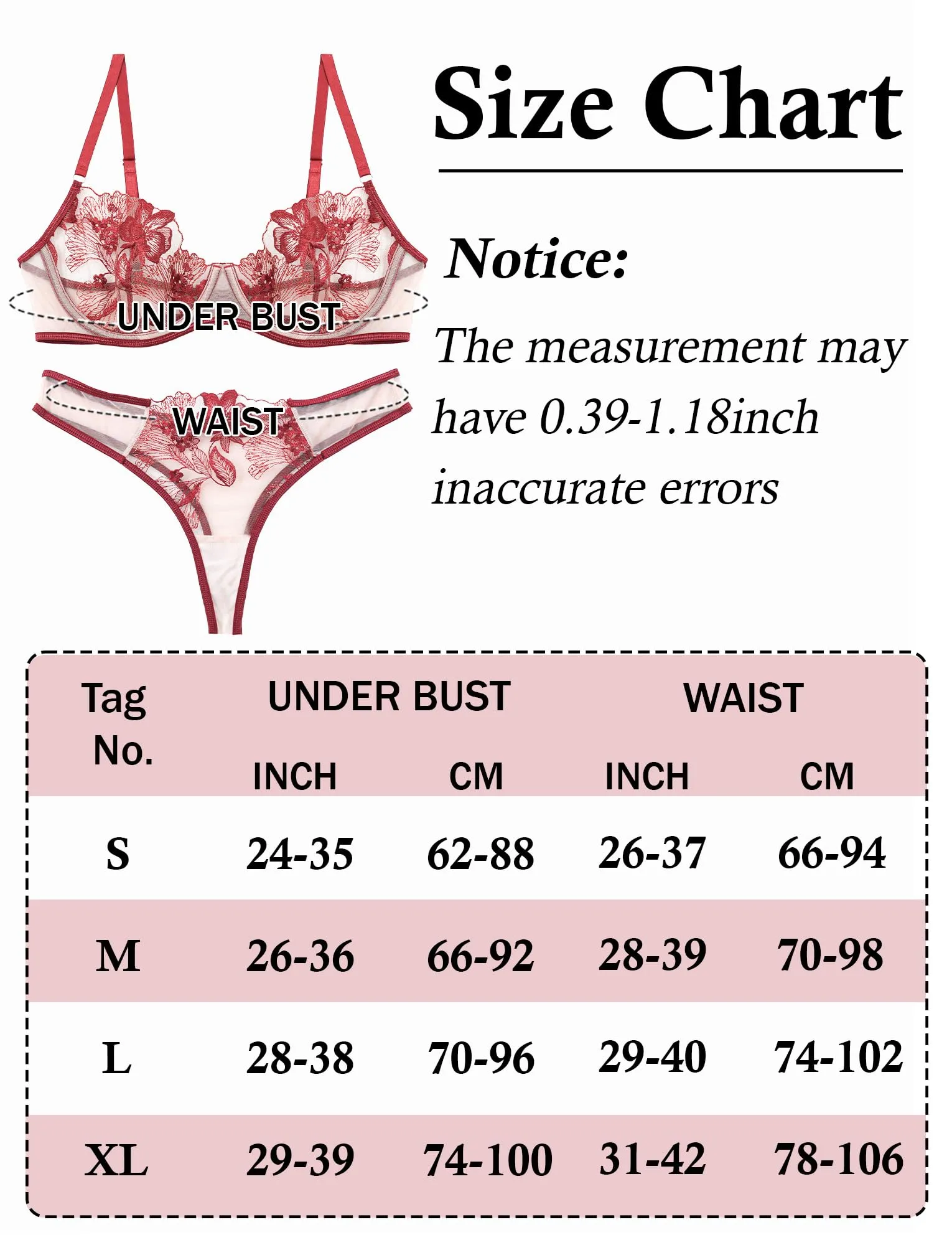 Maeau Set Reggiseno e Mutandine in Pizzo, Rosso Vivo, M - immagine 6