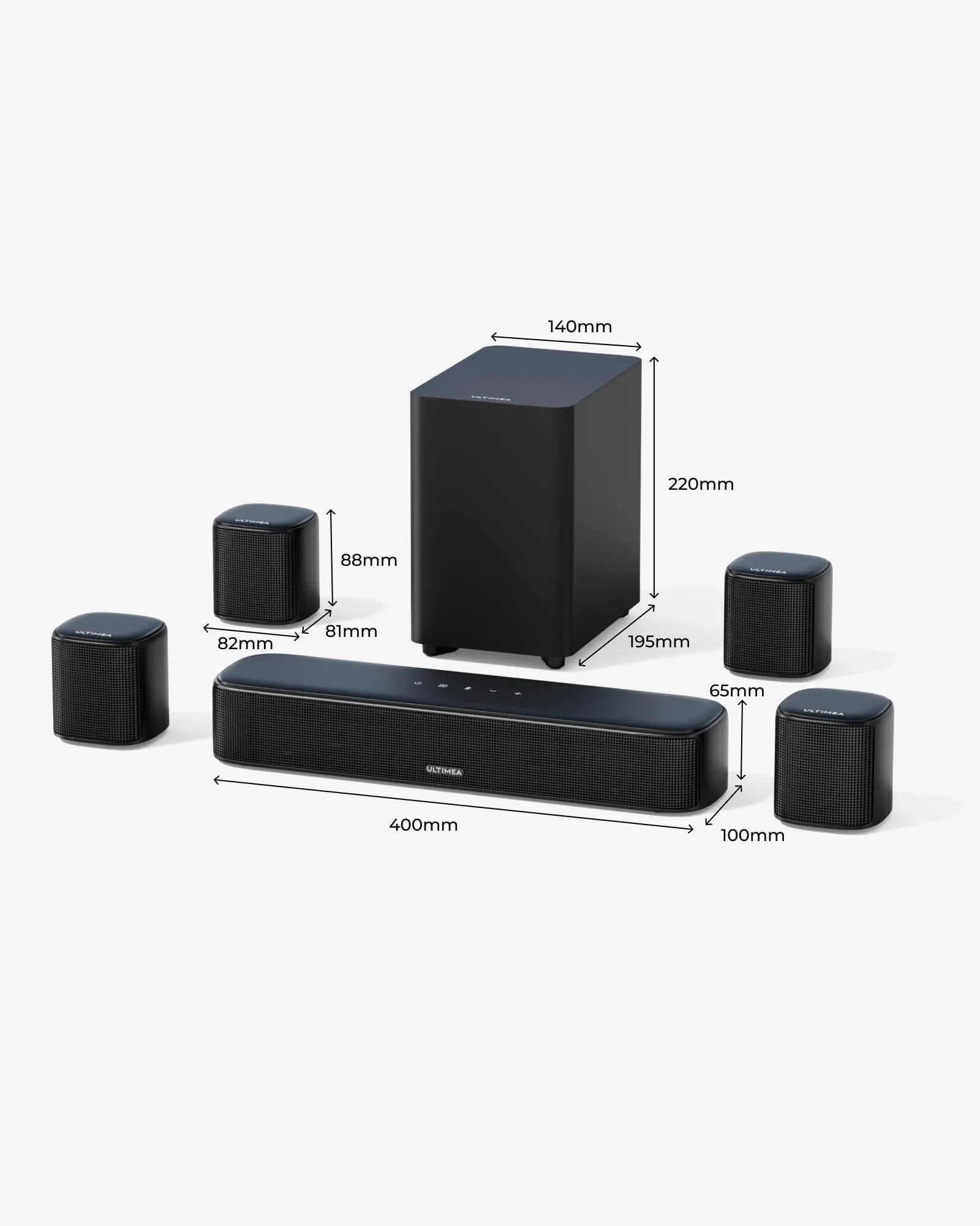 ULTIMEA Aura A40 Soundbar 7.1ch con Subwoofer da 4" e 4 Altoparlanti Surround, Bluetooth 5.3, Controllo App - immagine 9
