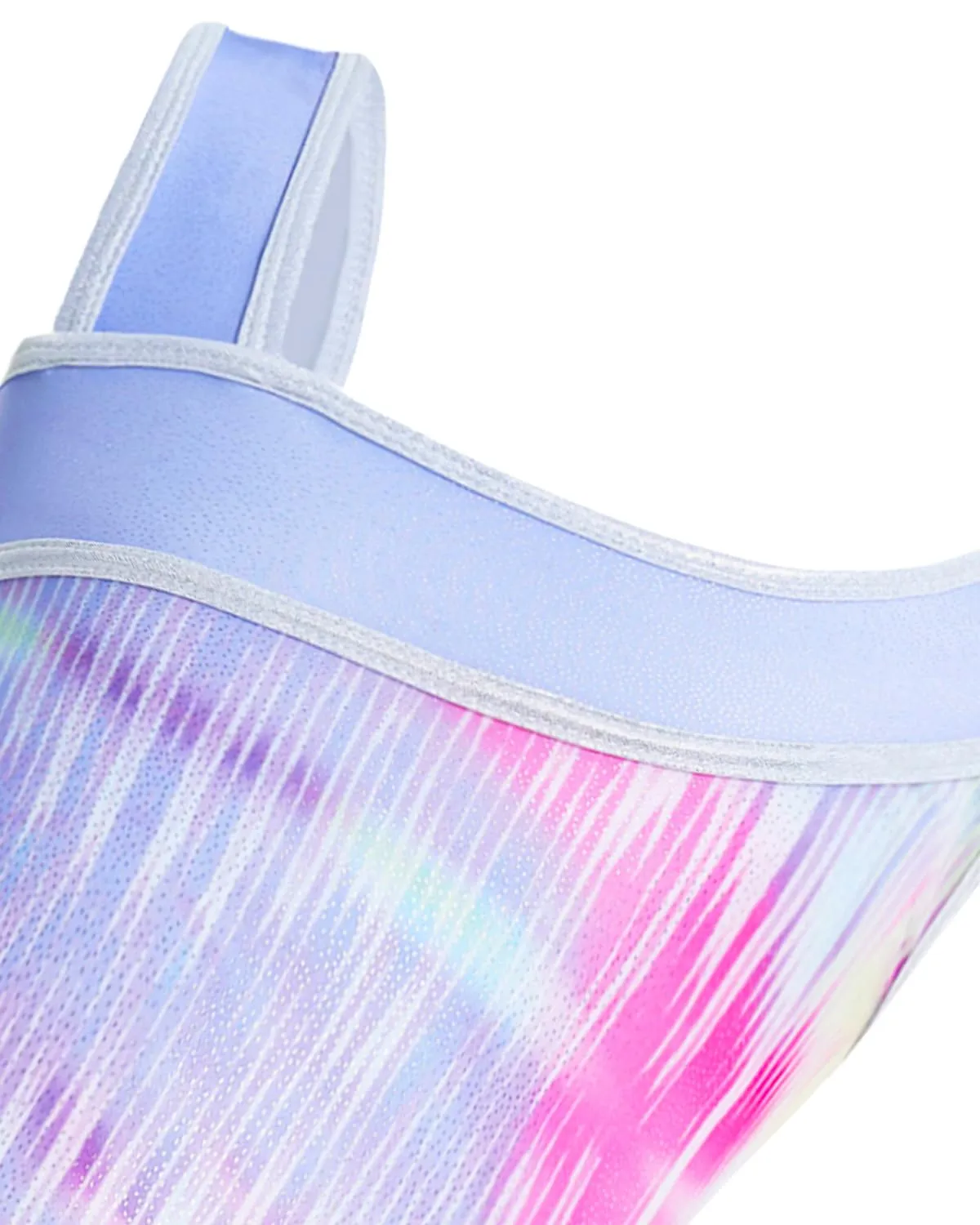 Gogokids Set da ginnastica 3 pezzi, body senza maniche, pantaloncini e fascia, blu e viola, 130 (8-9Y) - immagine 2