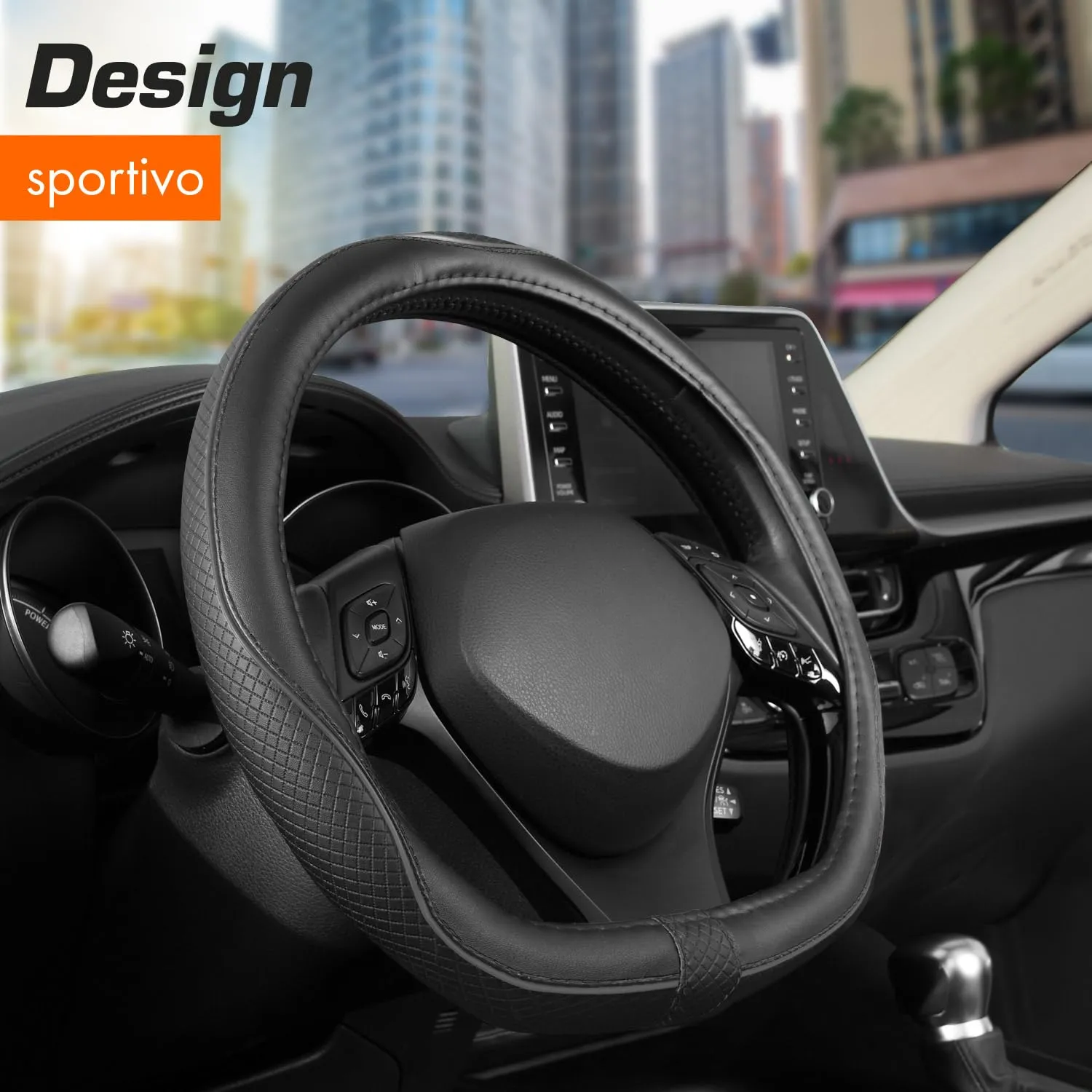 Upgrade4cars Coprivolante Universale Tipo D Nero 37-38 cm - immagine 2