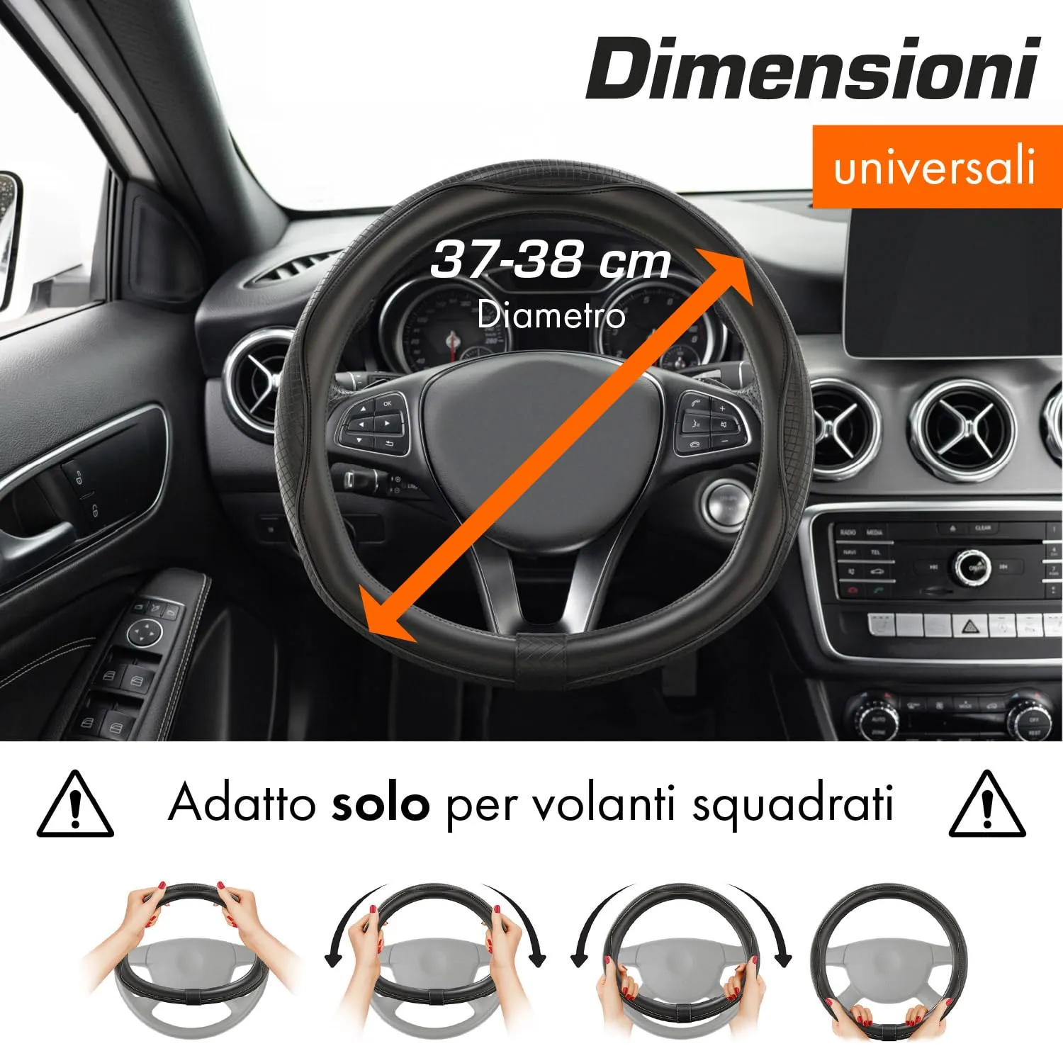 Upgrade4cars Coprivolante Universale Tipo D Nero 37-38 cm - immagine 3
