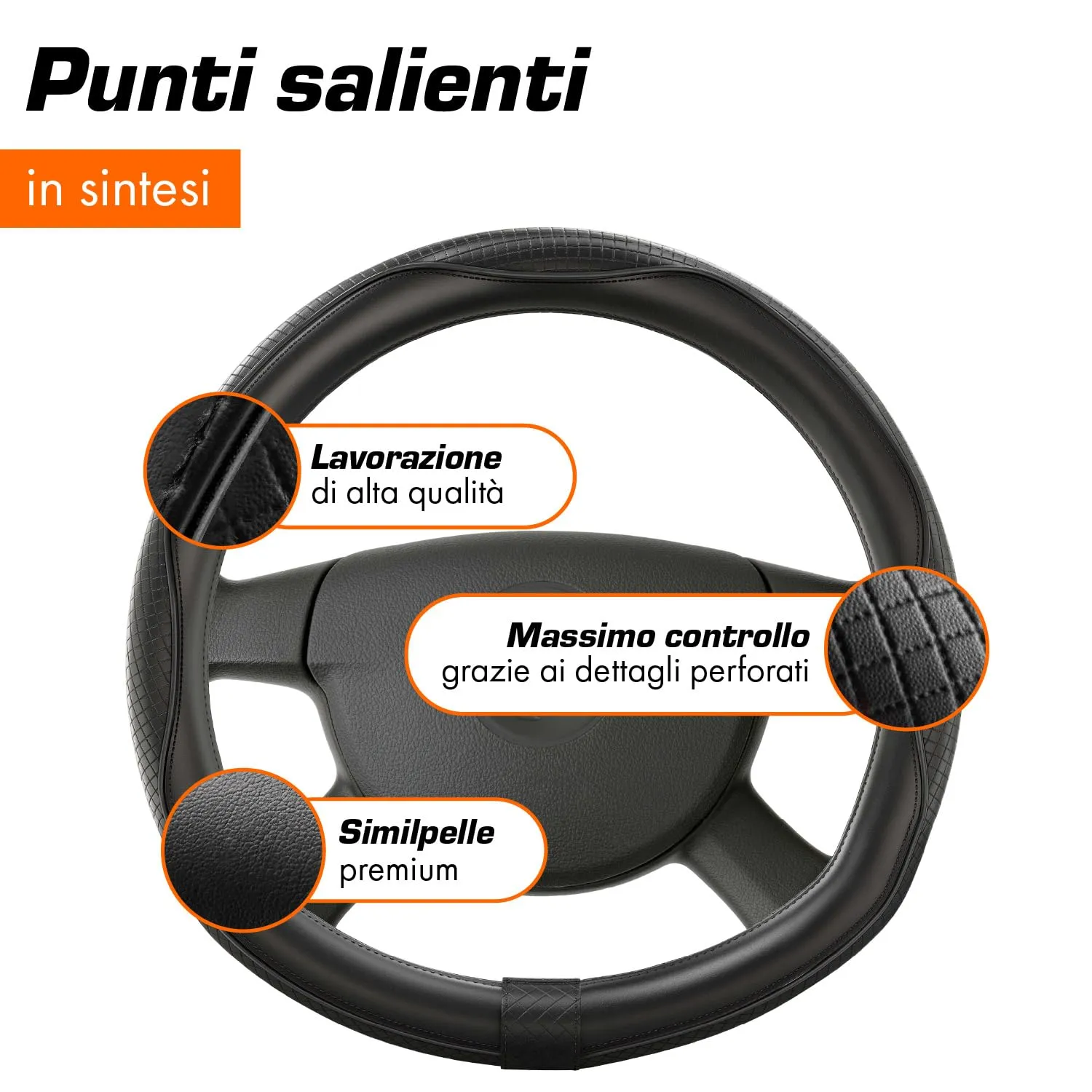 Upgrade4cars Coprivolante Universale Tipo D Nero 37-38 cm - immagine 4