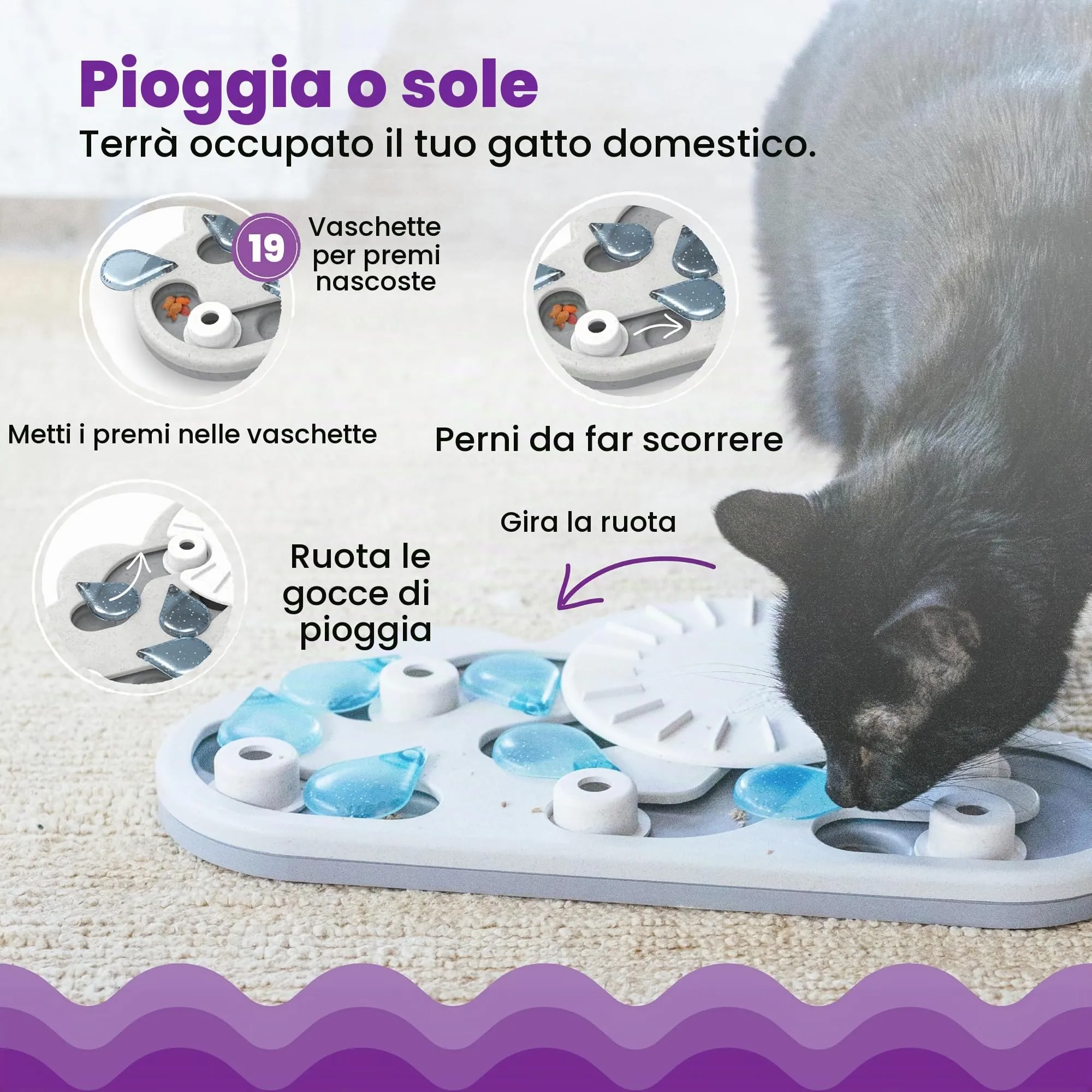 Catstages Nina Ottosson Rainy Day Puzzle & Play Rompicapo Interattivo per Gatti - immagine 3