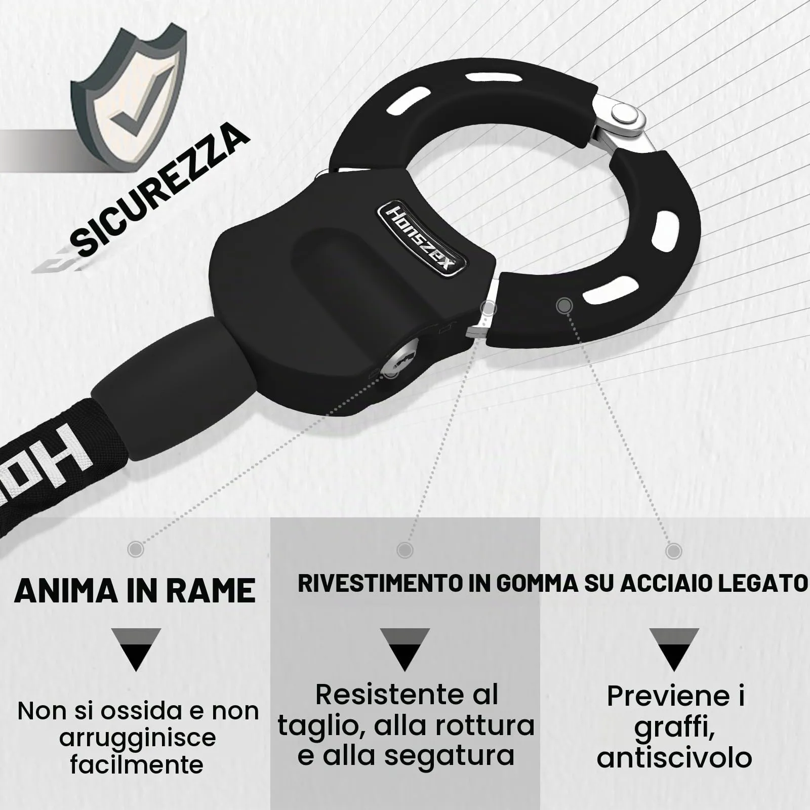 Honszex Lucchetto Monopattino Elettrico con Borsa Impermeabile e Porta Cellulare - immagine 3