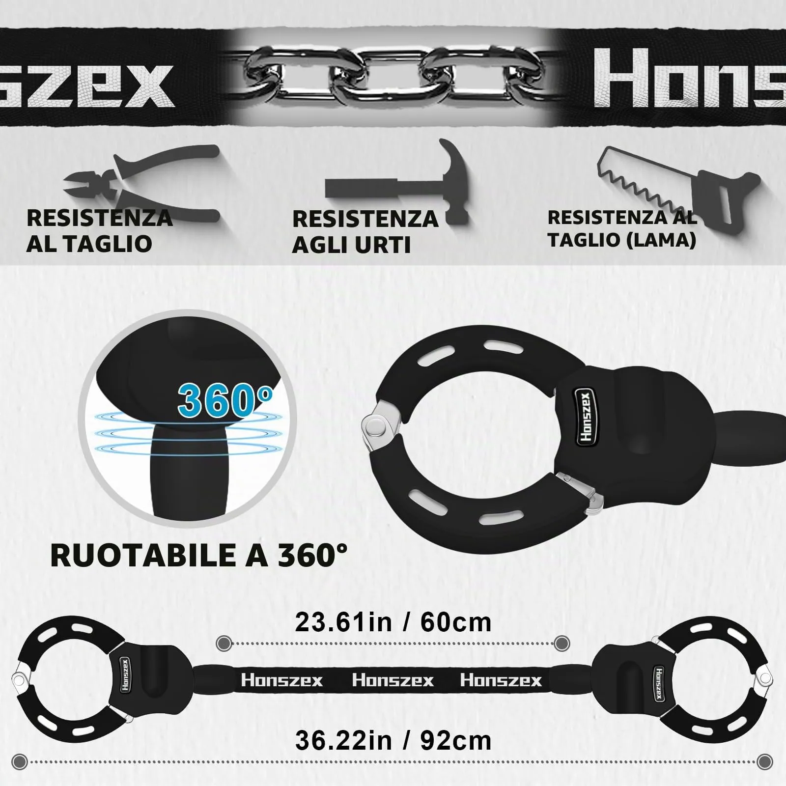 Honszex Lucchetto Monopattino Elettrico con Borsa Impermeabile e Porta Cellulare - immagine 4