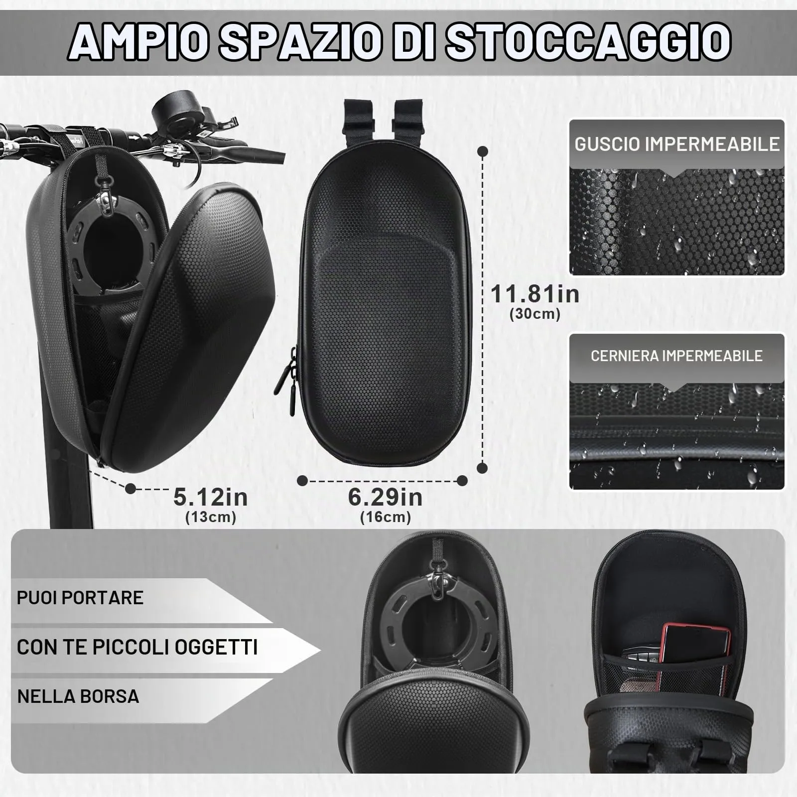 Honszex Lucchetto Monopattino Elettrico con Borsa Impermeabile e Porta Cellulare - immagine 7