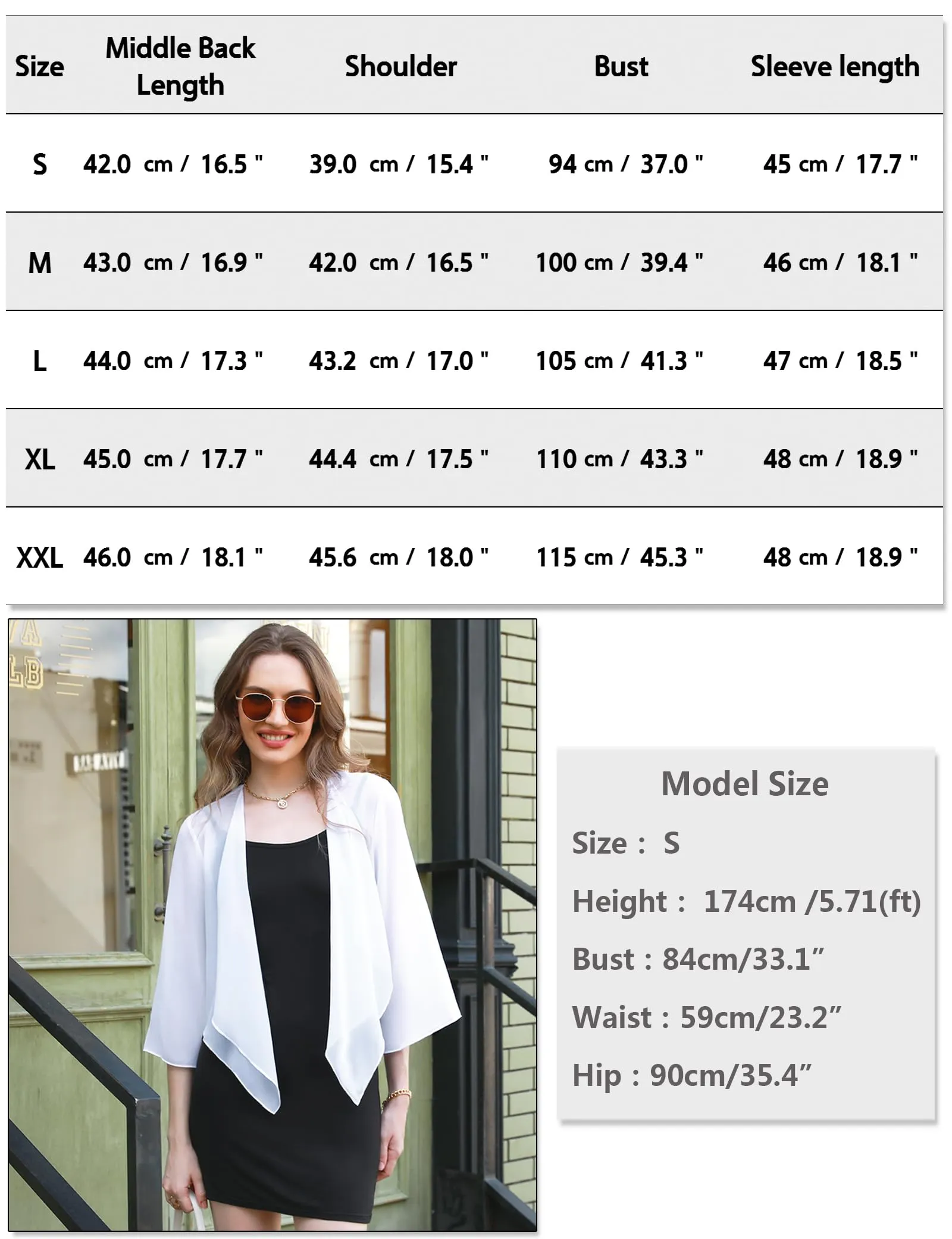 Aottori Coprispalle Donna in Chiffon Trasparente Bianco L - immagine 6
