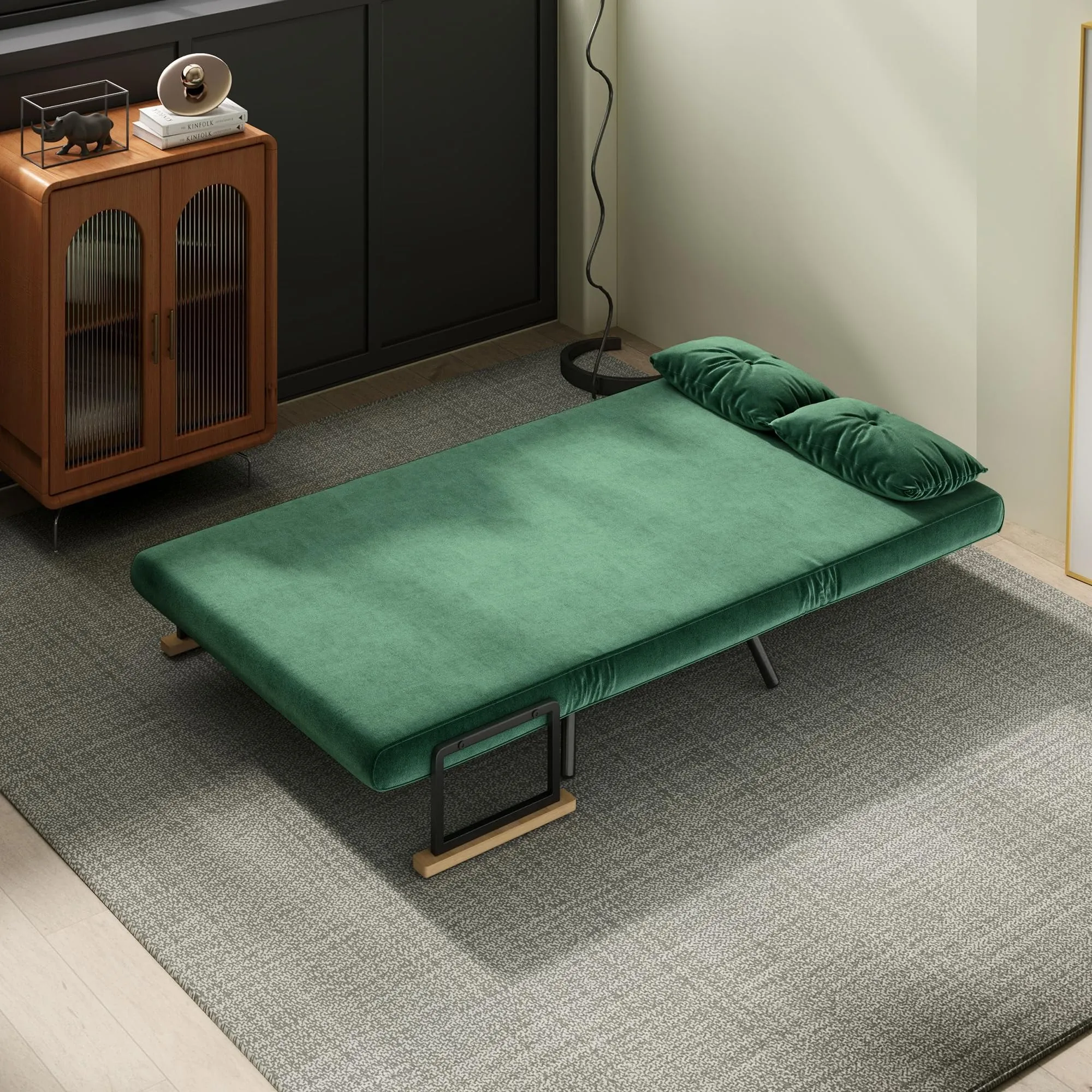 HOMCOM Divano Letto 2 Posti con Schienale Regolabile, Verde - immagine 6