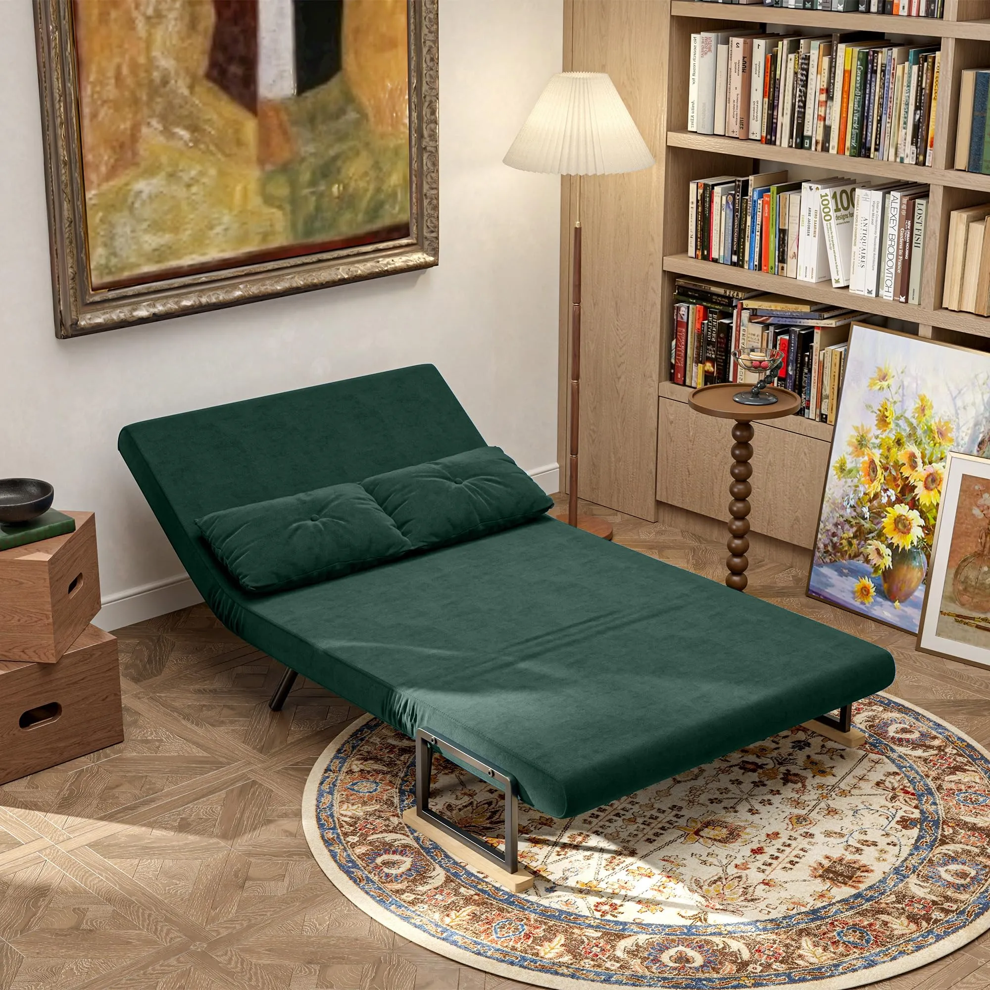 HOMCOM Divano Letto 2 Posti con Schienale Regolabile, Verde - immagine 9