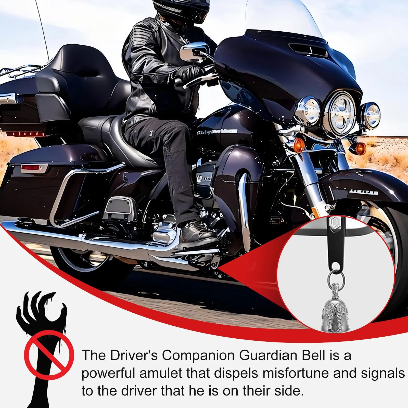 KufaerBeam Guardian Bell Campanella Portafortuna per Moto, Biciclette e Auto (A) - immagine 4