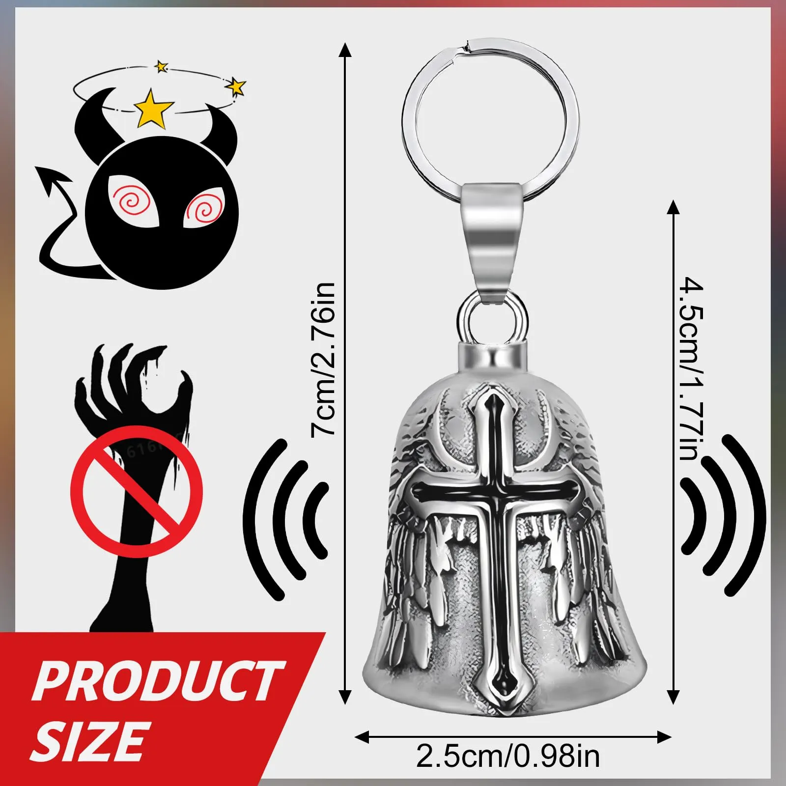 KufaerBeam Guardian Bell Campanella Portafortuna per Moto, Biciclette e Auto (B) - immagine 2
