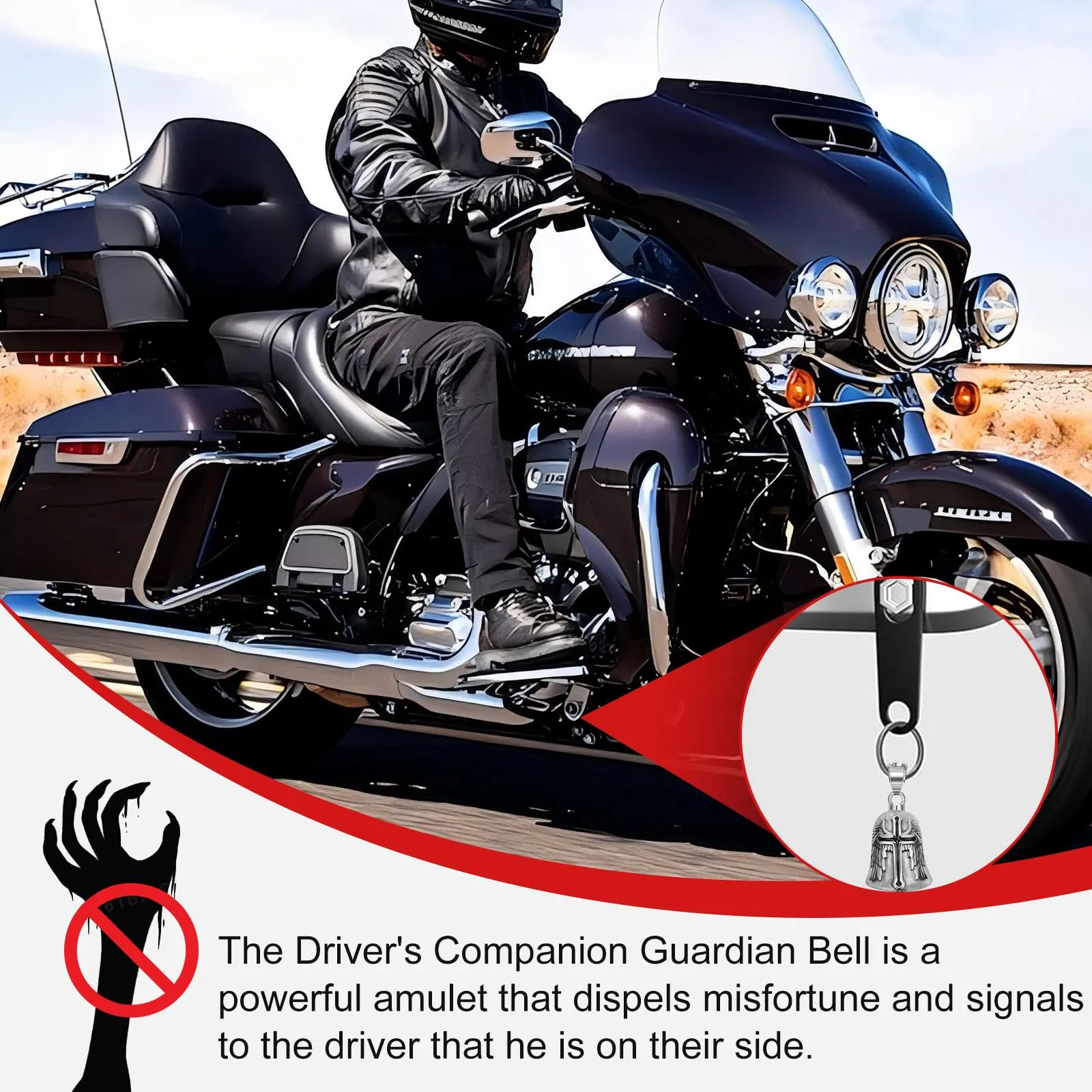 KufaerBeam Guardian Bell Campanella Portafortuna per Moto, Biciclette e Auto (B) - immagine 4