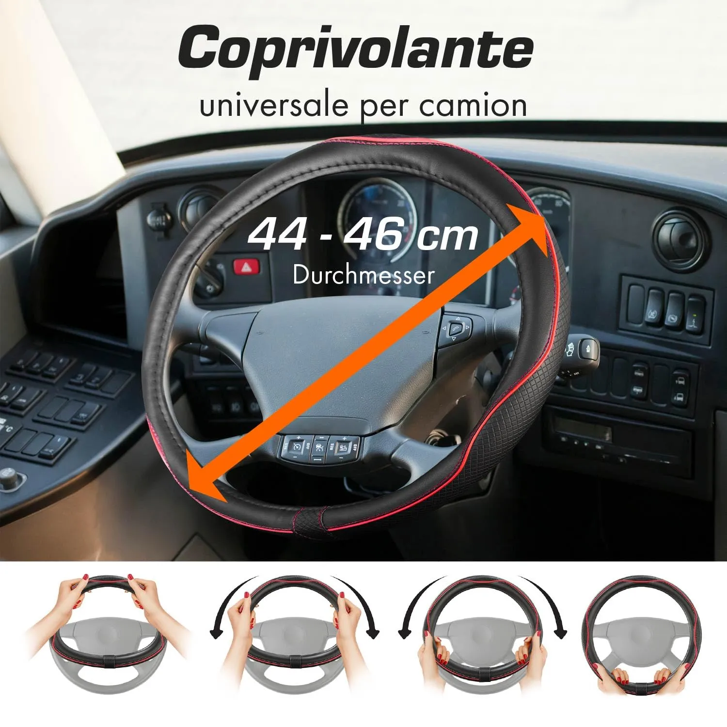 Upgrade4cars Coprivolante Camion Universale 44-46 cm Rosso - immagine 3