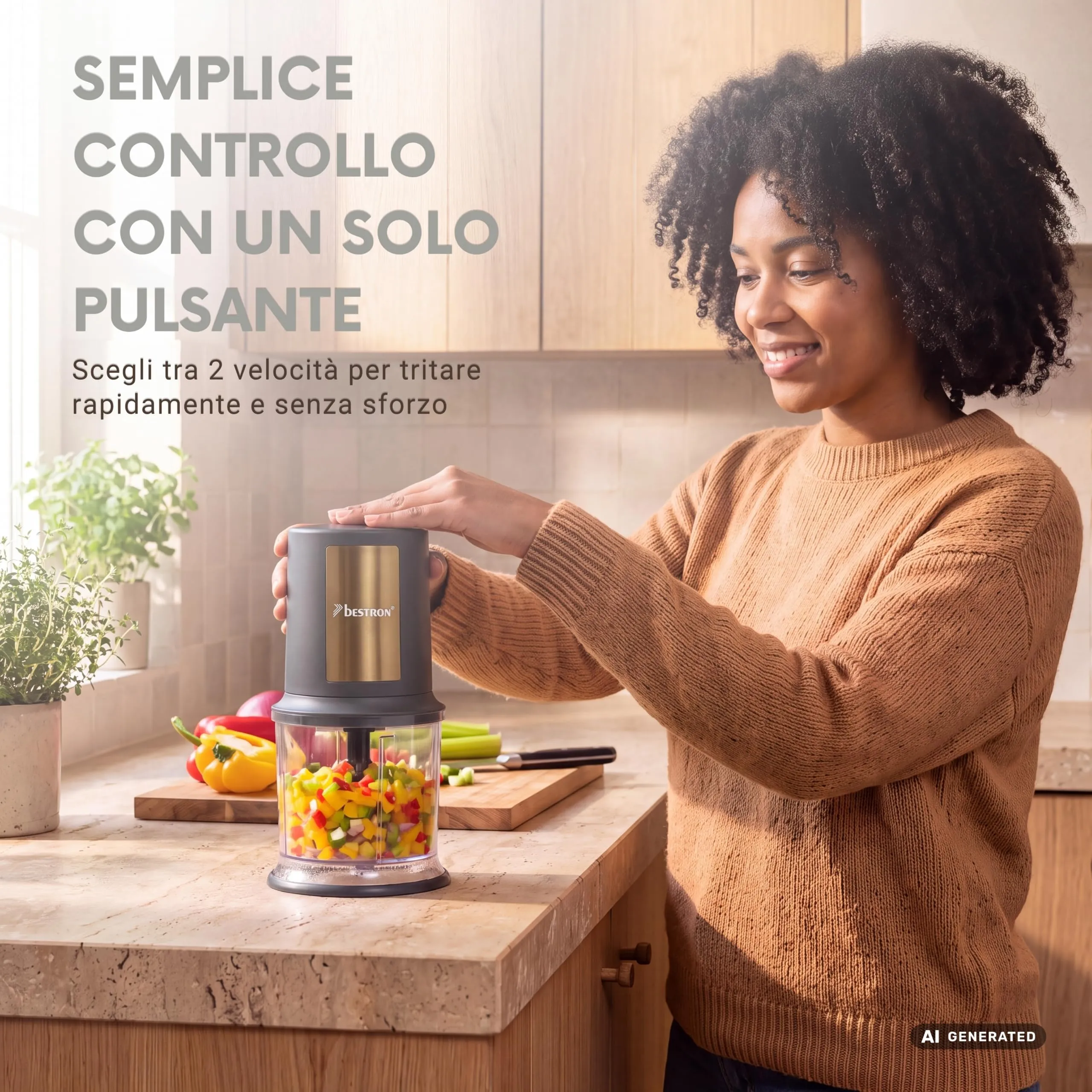 Bestron AKC200GP Tritatutto Elettrico Multifunzione 500 ml, Golden Platin, Oro/Grigio Opaco - immagine 4