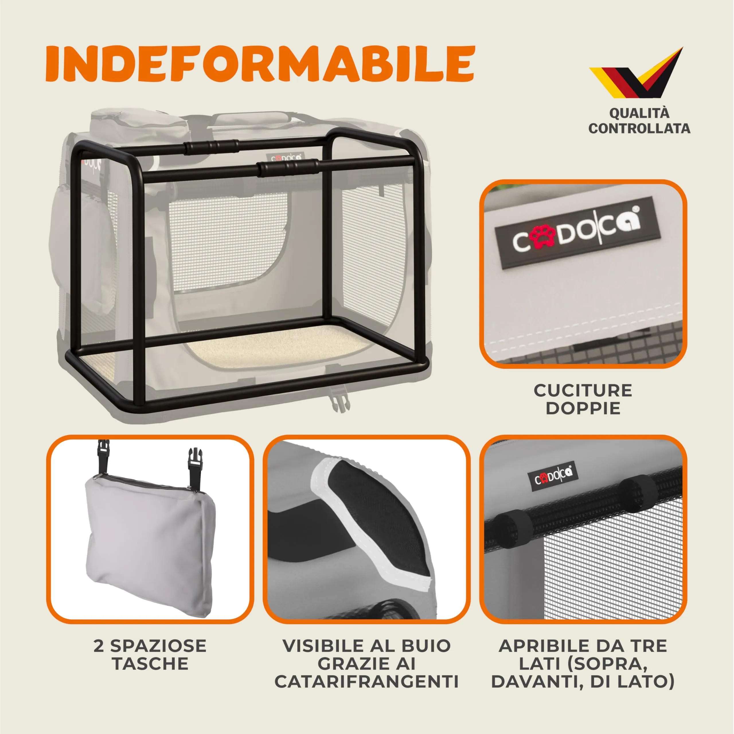 Cadoca Trasportino per Cane e Gatto XXL 92x64x64cm Box Trasporto Traspirante - immagine 7