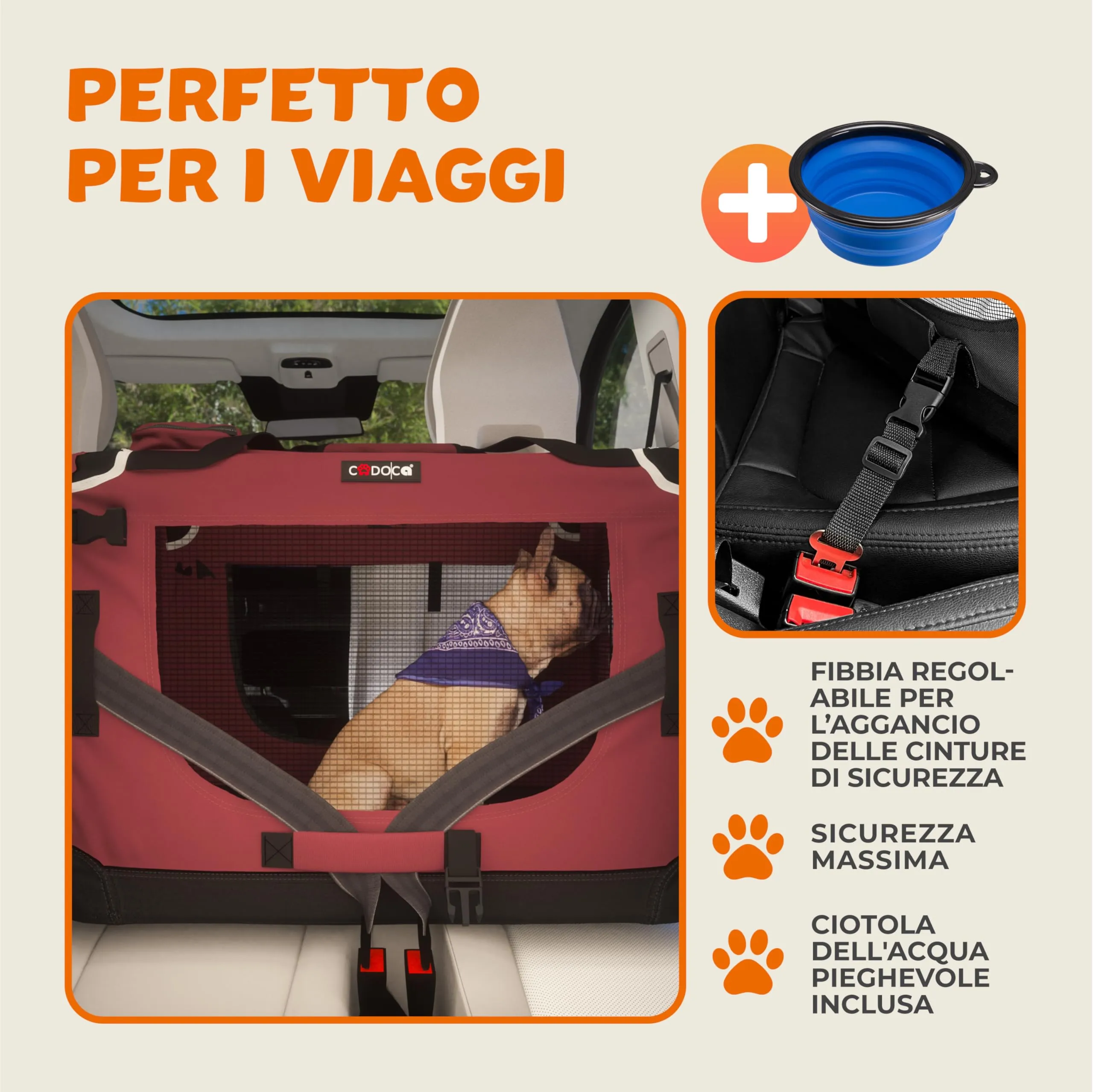Cadoca Trasportino Cane & Gatto XXXL 101x70x70cm Box Trasporto Traspirante - immagine 4