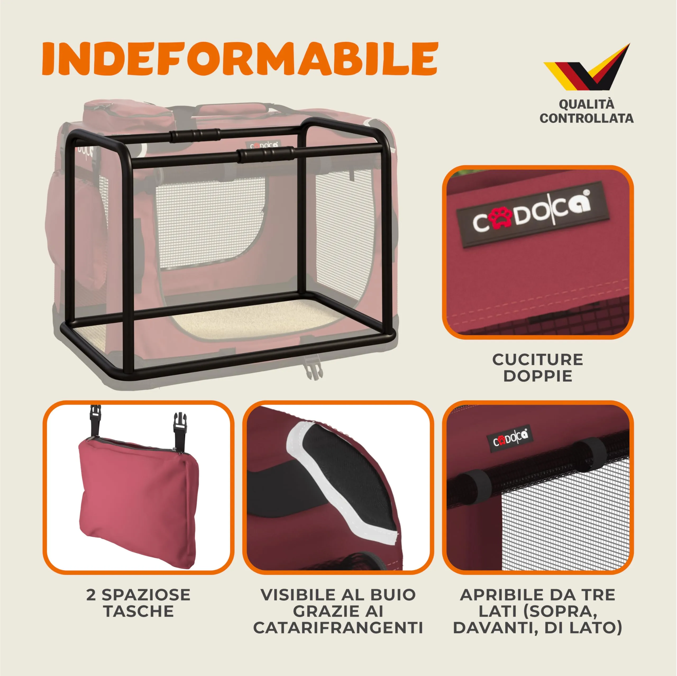 Cadoca Trasportino Cane & Gatto XXXL 101x70x70cm Box Trasporto Traspirante - immagine 6