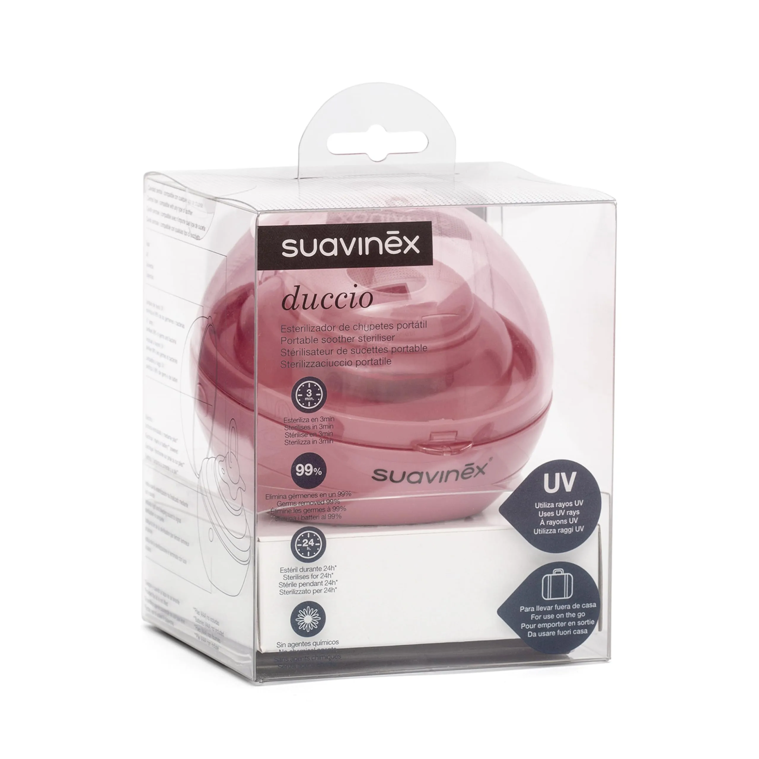 Suavinex Sterilizzatore Portatile per Ciucci UV Duccio, Rosa - immagine 2