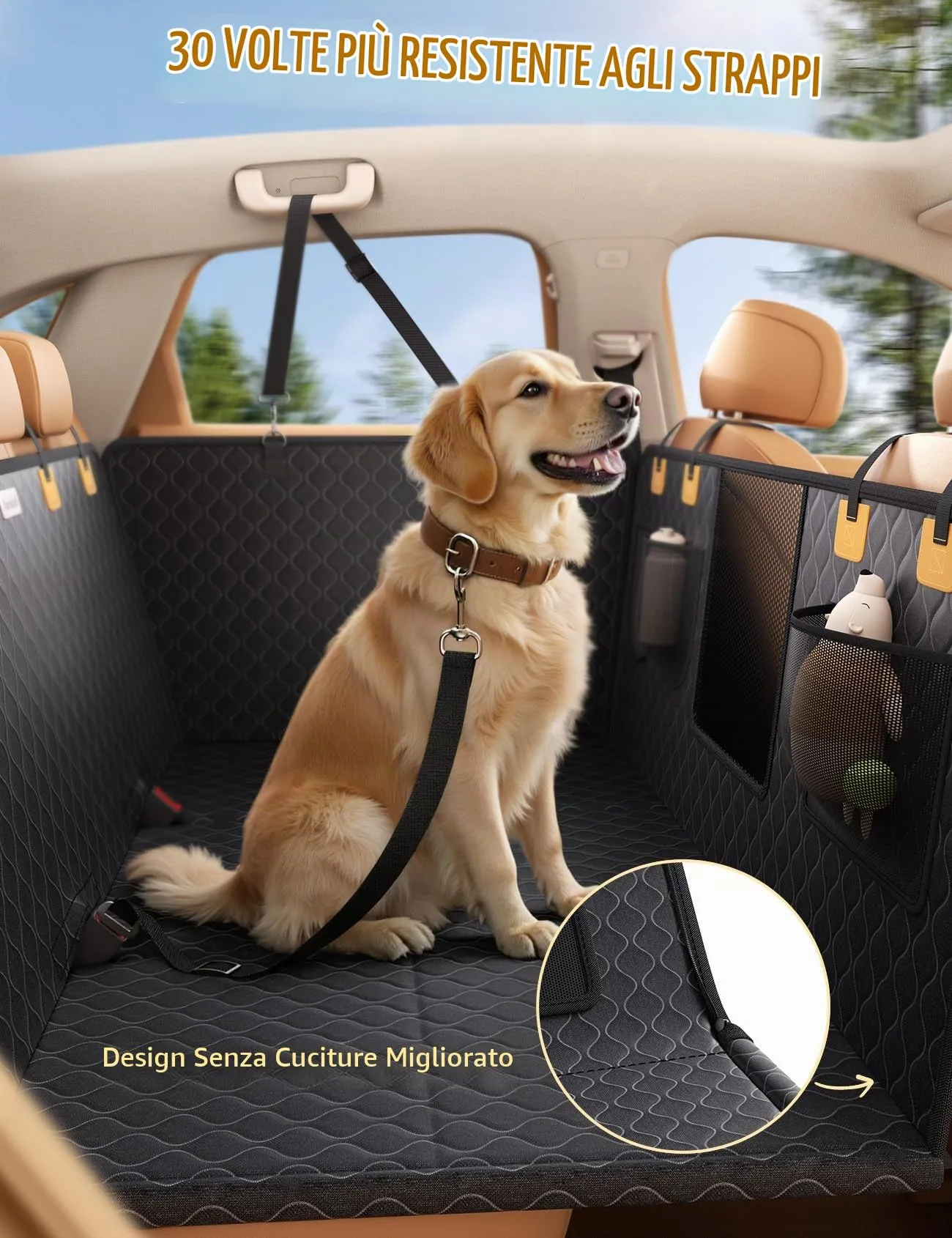 Lamicall Coprisedile per Auto per Cani, Impermeabile Antiscivolo e Antigraffio, con Finestra Visibile, Lavabile in Lavatrice, per SUV e Piccoli Furgoni, Nero, XL - immagine 3