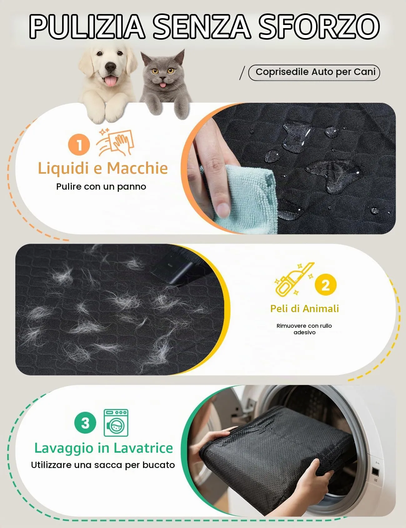 Lamicall Coprisedile per Auto per Cani, Impermeabile Antiscivolo e Antigraffio, con Finestra Visibile, Lavabile in Lavatrice, per SUV e Piccoli Furgoni, Nero, XL - immagine 5