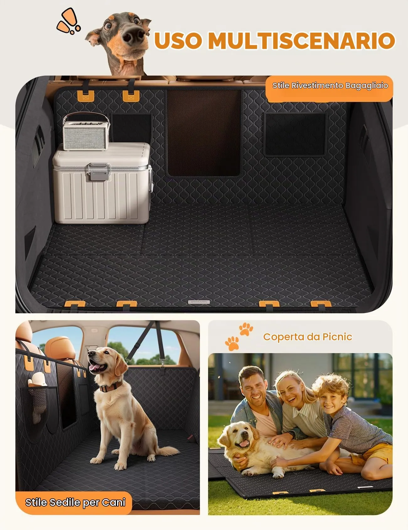 Lamicall Coprisedile per Auto per Cani, Impermeabile Antiscivolo e Antigraffio, con Finestra Visibile, Lavabile in Lavatrice, per SUV e Piccoli Furgoni, Nero, XL - immagine 8