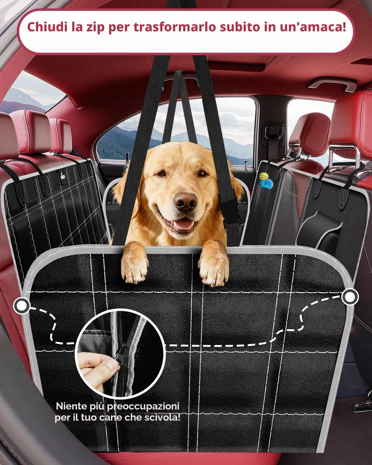 UPAWPIA Coprisedile Auto per Cani 600D Impermeabile con Protezione Laterale Antigraffio e Antiscivolo per Auto e SUV - immagine 2