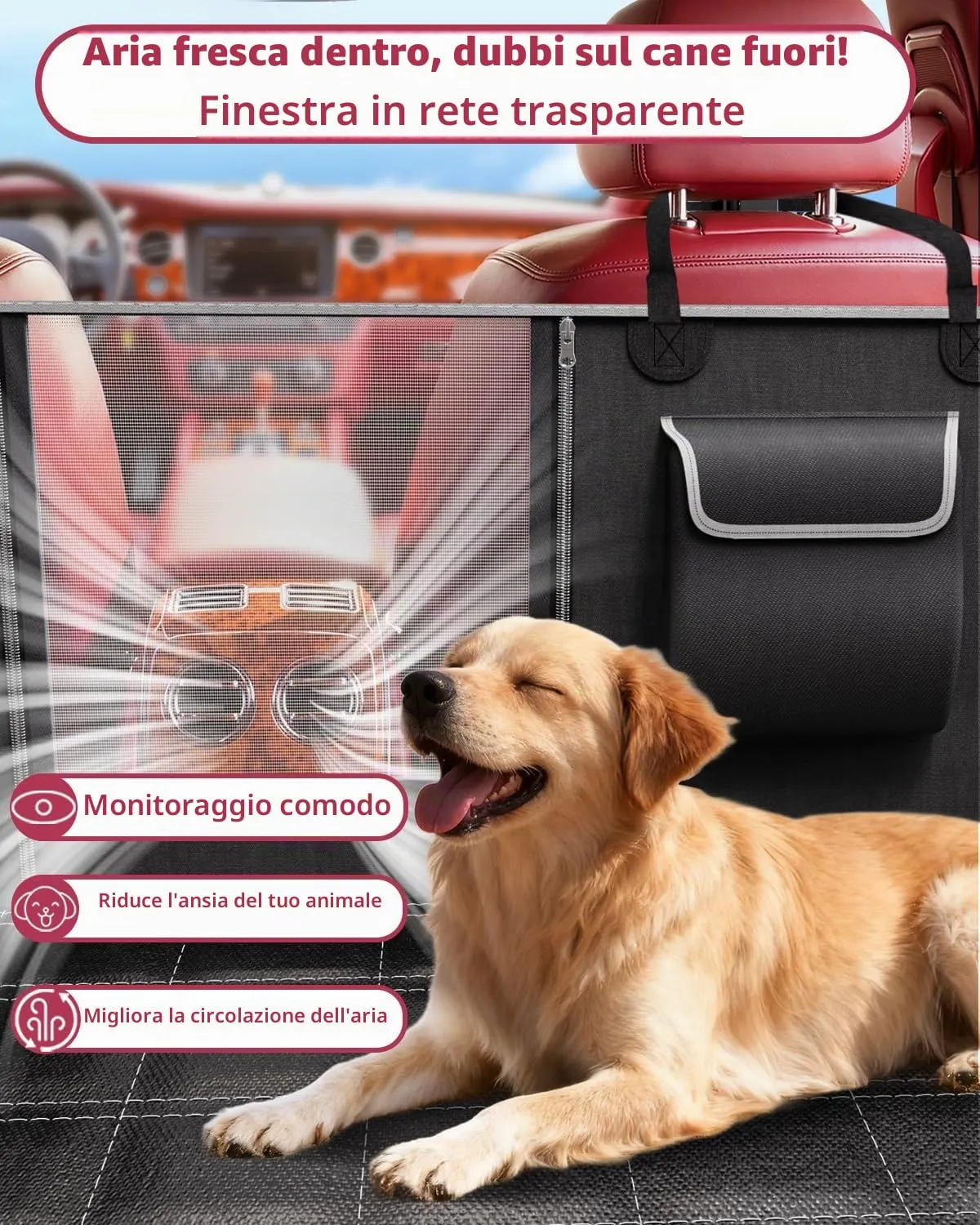 UPAWPIA Coprisedile Auto per Cani 600D Impermeabile con Protezione Laterale Antigraffio e Antiscivolo per Auto e SUV - immagine 3