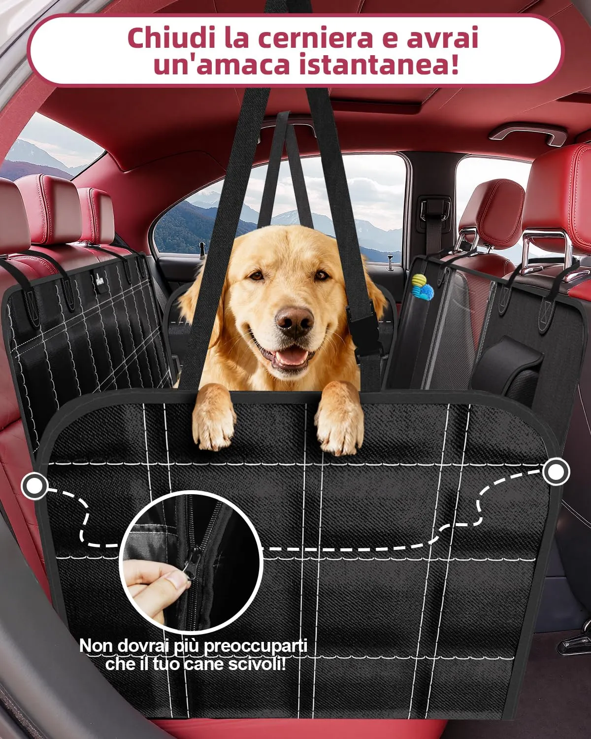 UPAWPIA Coprisedile Auto per Cani 600D Impermeabile con Protezione Laterale Antigraffiato e Antiscivolo per SUV e Berline - immagine 2
