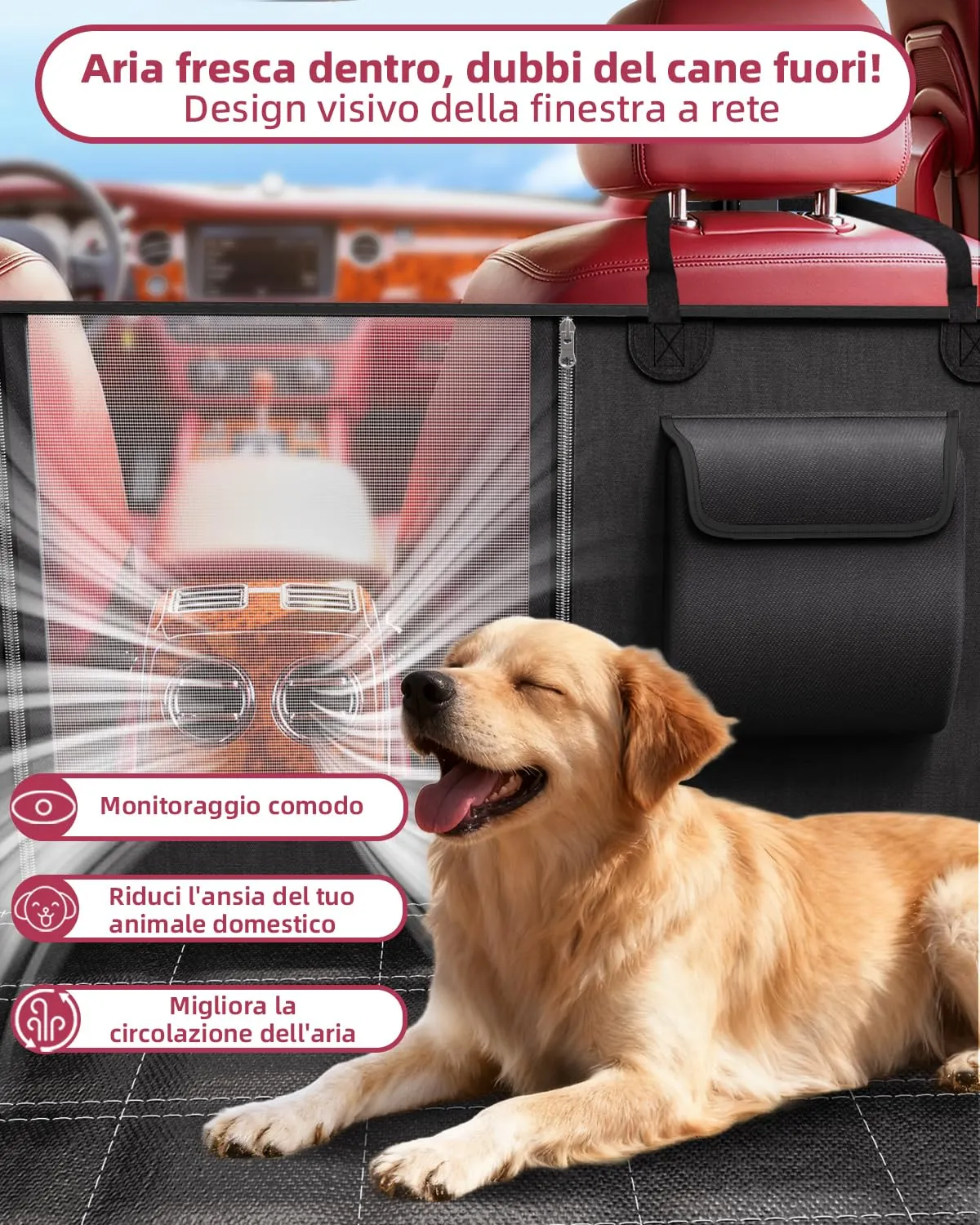 UPAWPIA Coprisedile Auto per Cani 600D Impermeabile con Protezione Laterale Antigraffiato e Antiscivolo per SUV e Berline - immagine 3