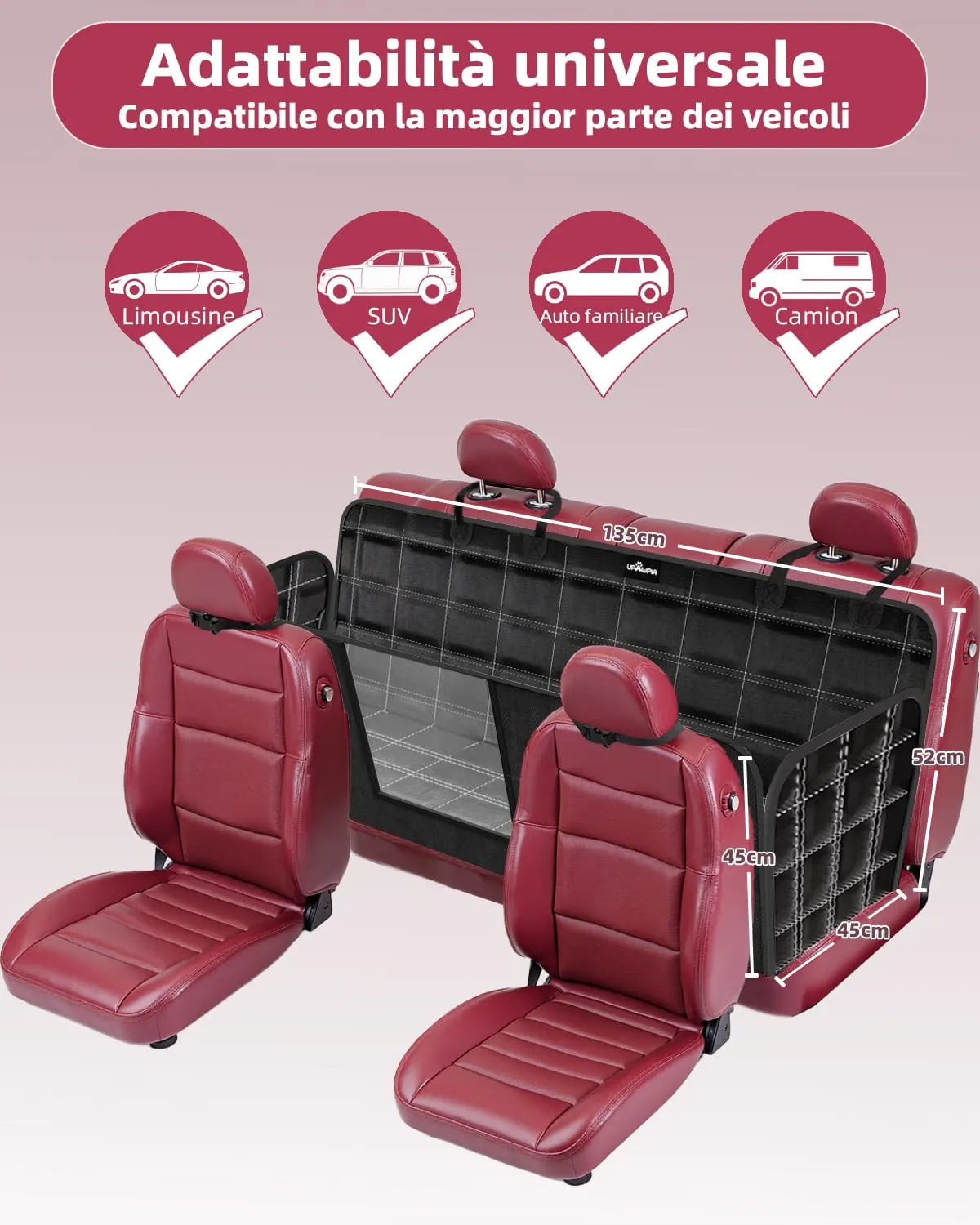 UPAWPIA Coprisedile Auto per Cani 600D Impermeabile con Protezione Laterale Antigraffiato e Antiscivolo per SUV e Berline - immagine 4