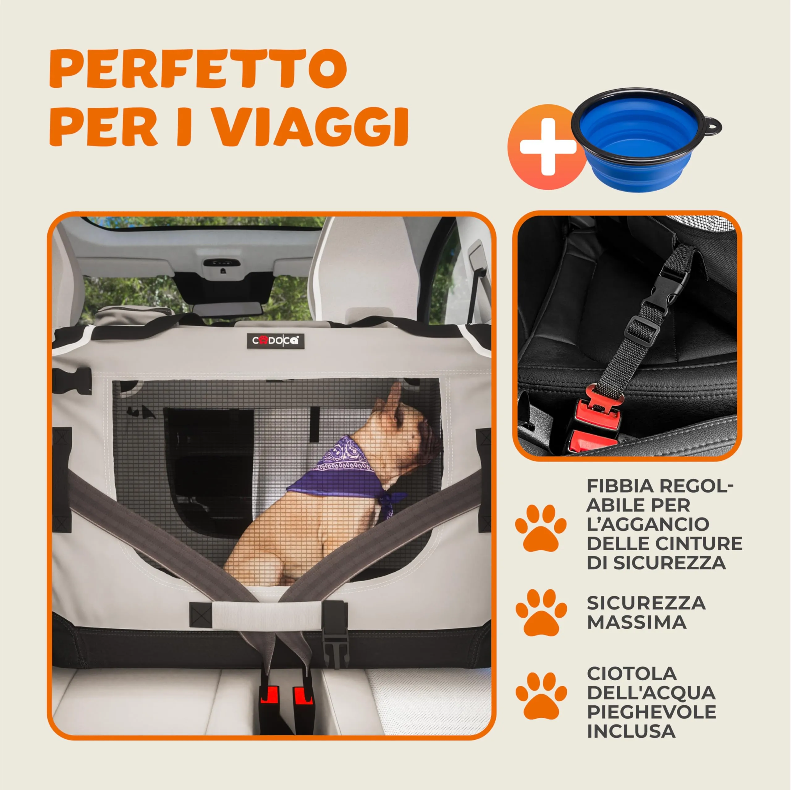Cadoca Trasportino Cane & Gatto XL 82x56x58cm Box Animali Domestici per Viaggio Traspirante - immagine 6