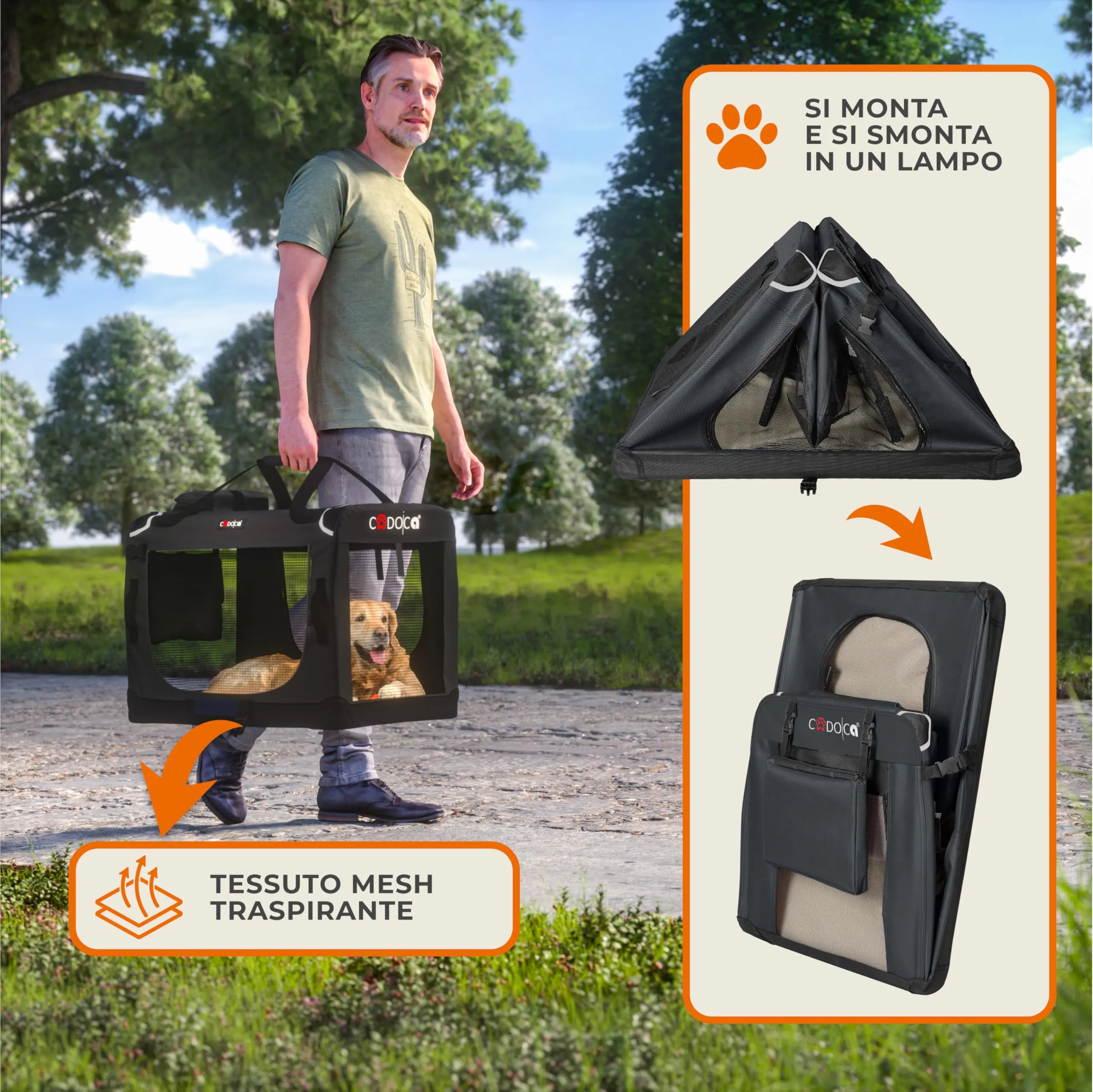 Cadoca Trasportino per Cane e Gatto M 60x42x44cm - immagine 5
