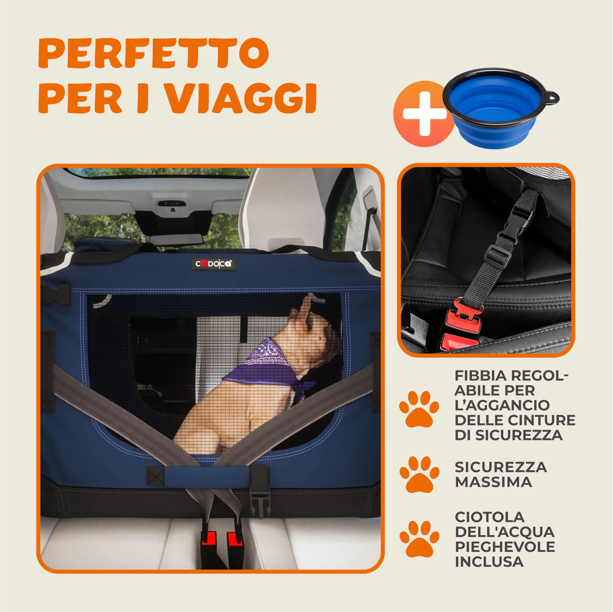 Cadoca Trasportino Cane & Gatto L 70x52x40cm Box Trasporto Traspirante per Animali Domestici Media Grande Taglia - immagine 4