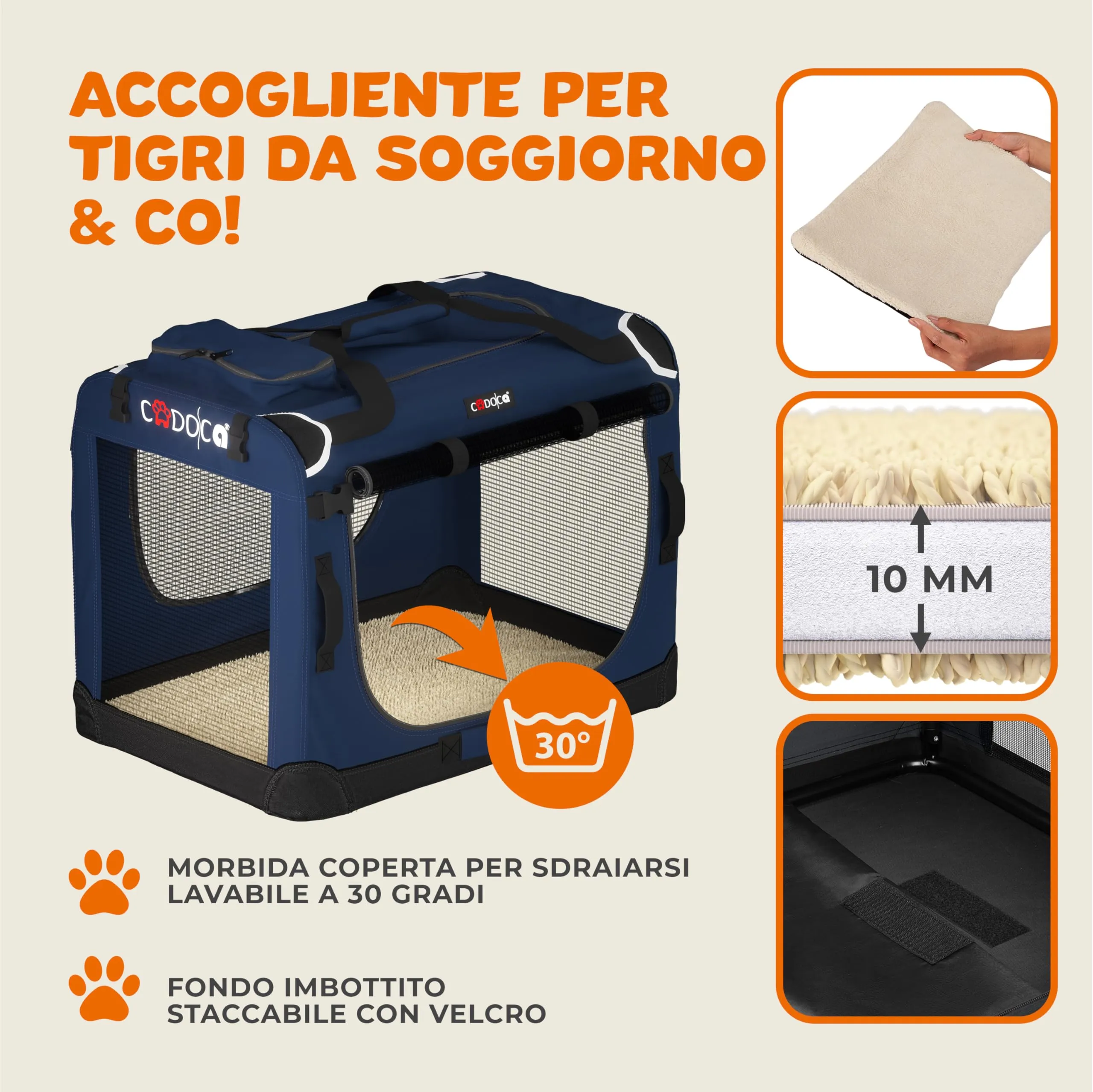 Cadoca Trasportino Cane & Gatto L 70x52x40cm Box Trasporto Traspirante per Animali Domestici Media Grande Taglia - immagine 7