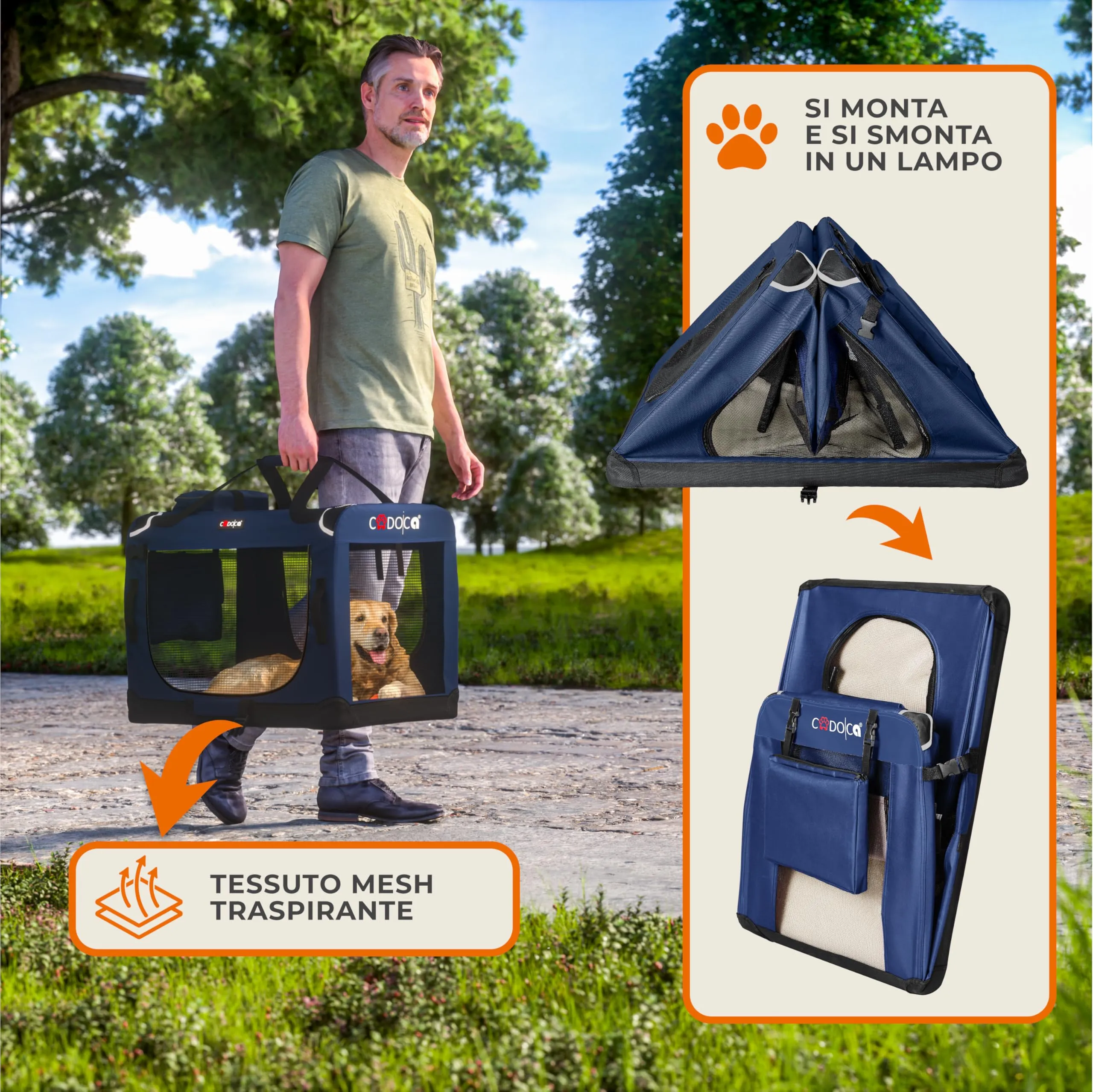 Cadoca Trasportino Cane & Gatto XXXL 101x70x70cm Box Trasporto Traspirante - immagine 5