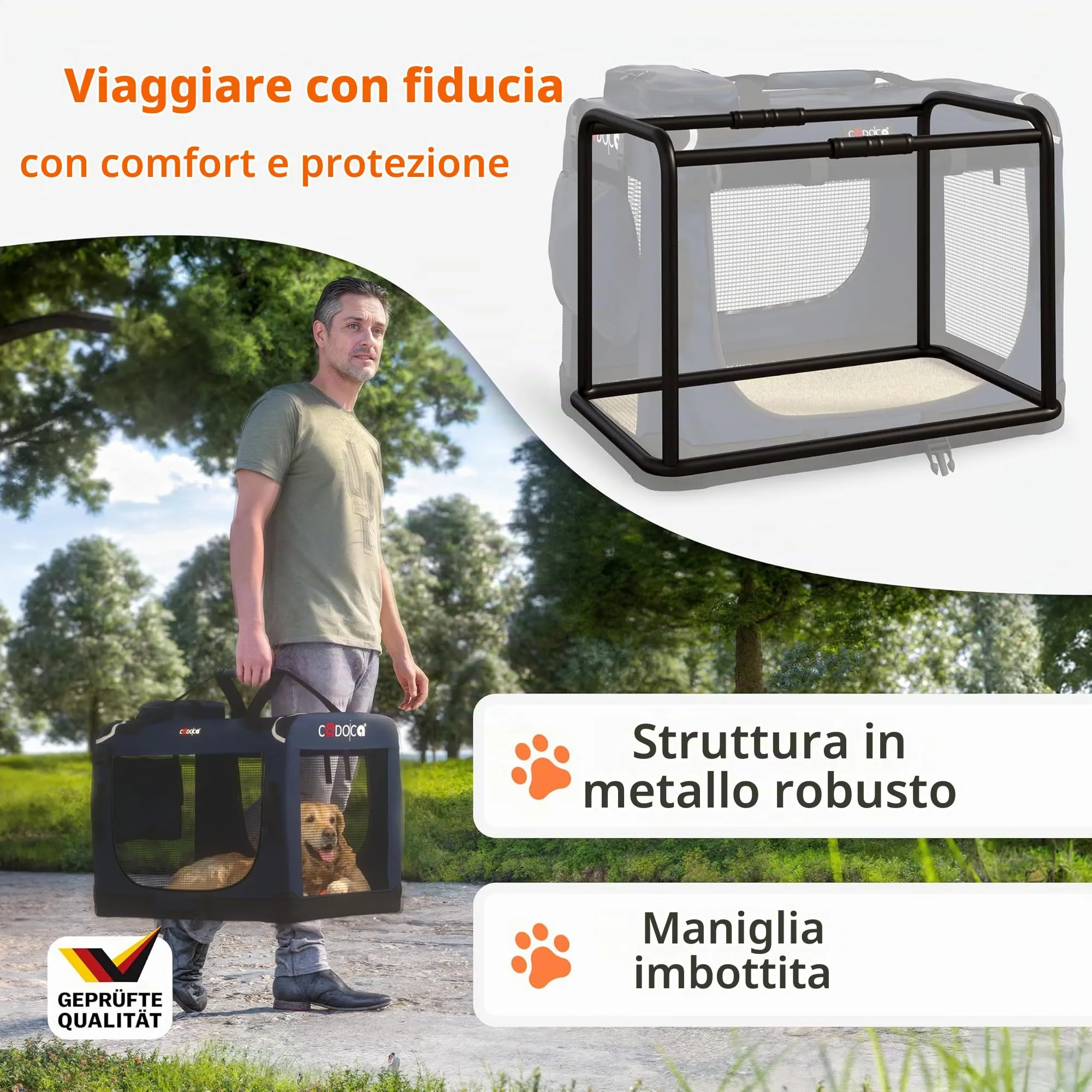 Cadoca Trasportino per Cane e Gatto XXL 92x64x64cm Box Trasporto Traspirante - immagine 4