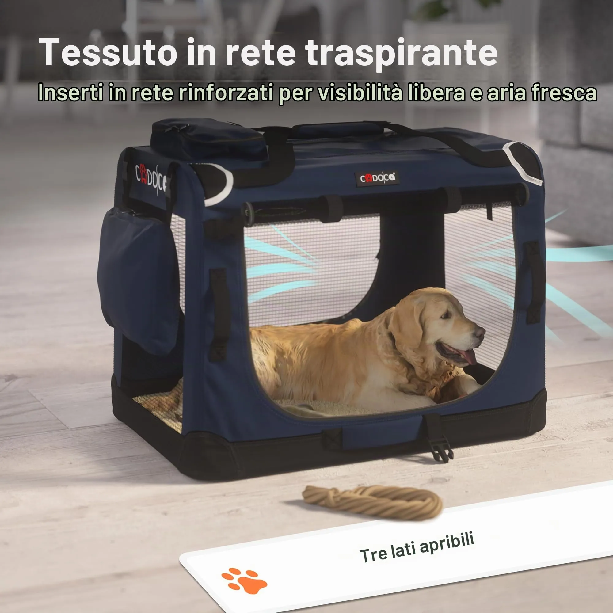 Cadoca Trasportino per Cane e Gatto XXL 92x64x64cm Box Trasporto Traspirante - immagine 7