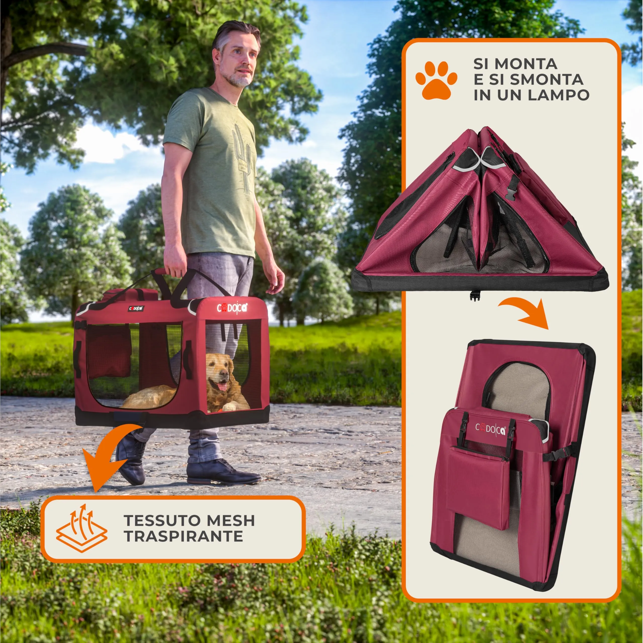 Cadoca Trasportino per Cane e Gatto XL 82x56x58cm Box Trasporto Traspirante - immagine 5