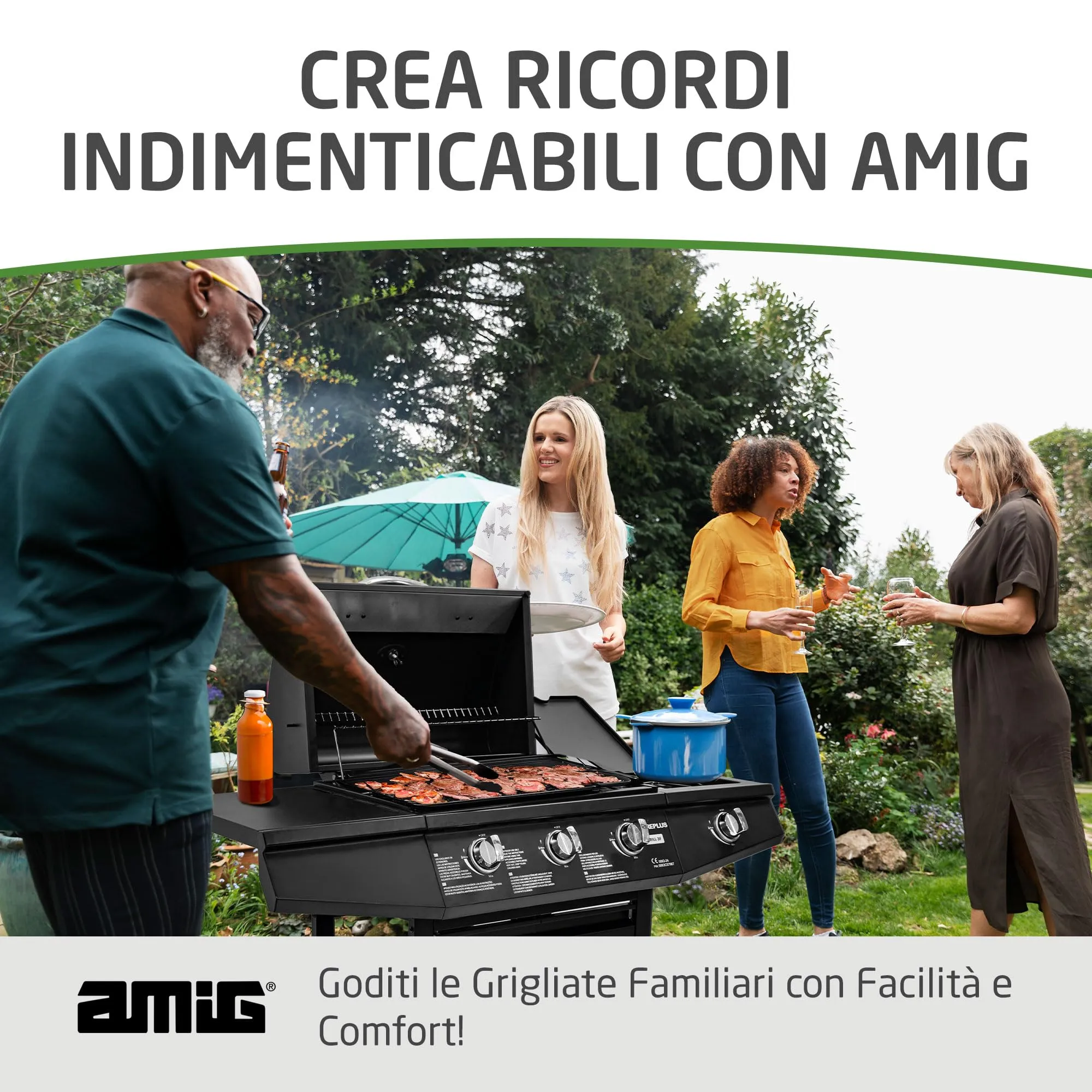 Amig Barbecue Gas Fireplus 3+1 Bruciatori, Acciaio Inox, Nero, 117 x 52 x 103 cm - immagine 8
