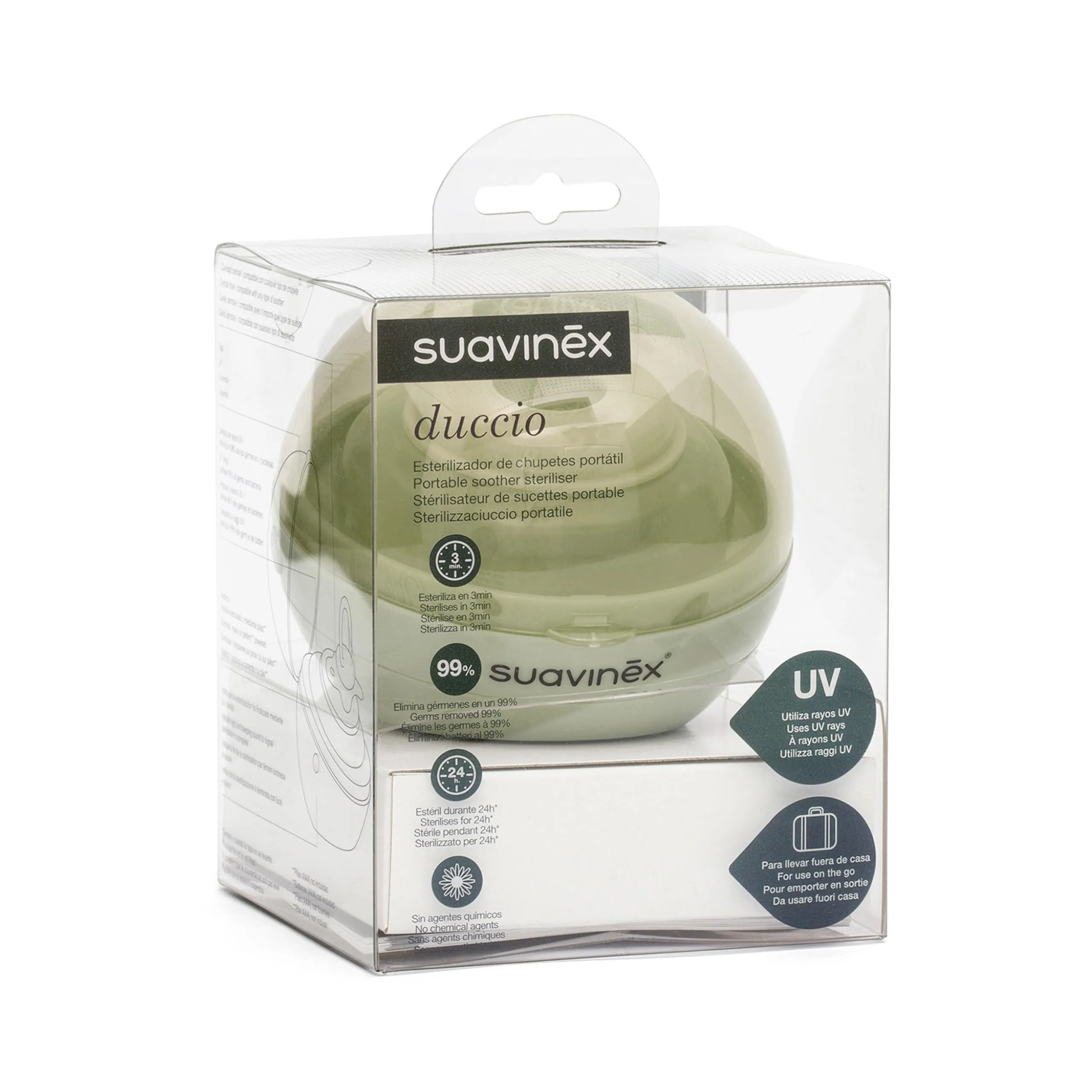 Suavinex Sterilizzatore Portatile per Ciucci con Luce UV Duccio, Verde - immagine 3