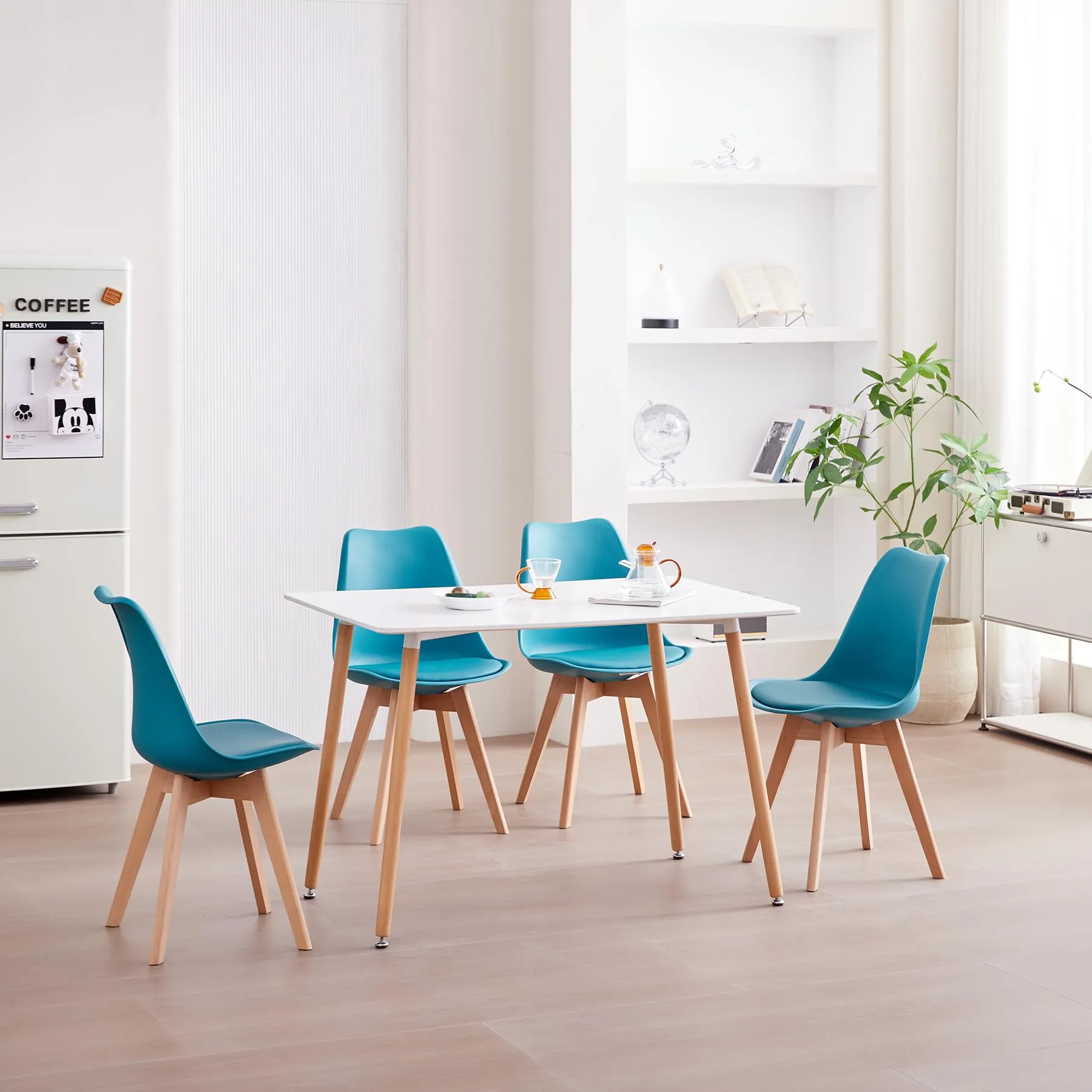 JZGORC Set di 8 Sedie da Sala da Pranzo in Faggio Massello - Verde Scuro - immagine 7