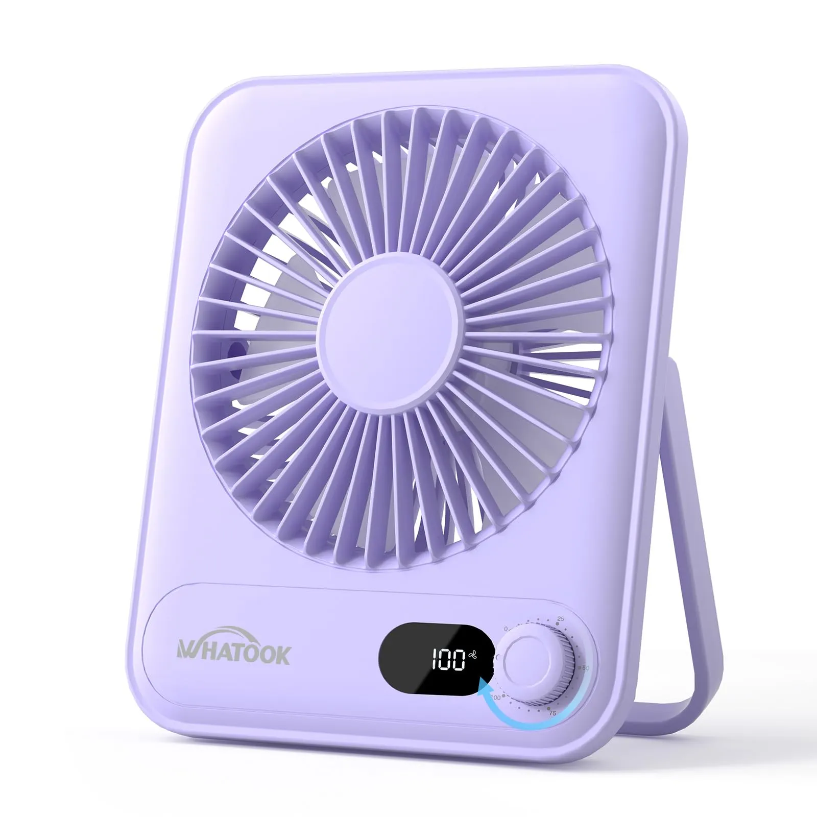 WHATOOK Mini Ventilatore da Tavolo Ricaricabile 2000mAh, Viola - immagine 1